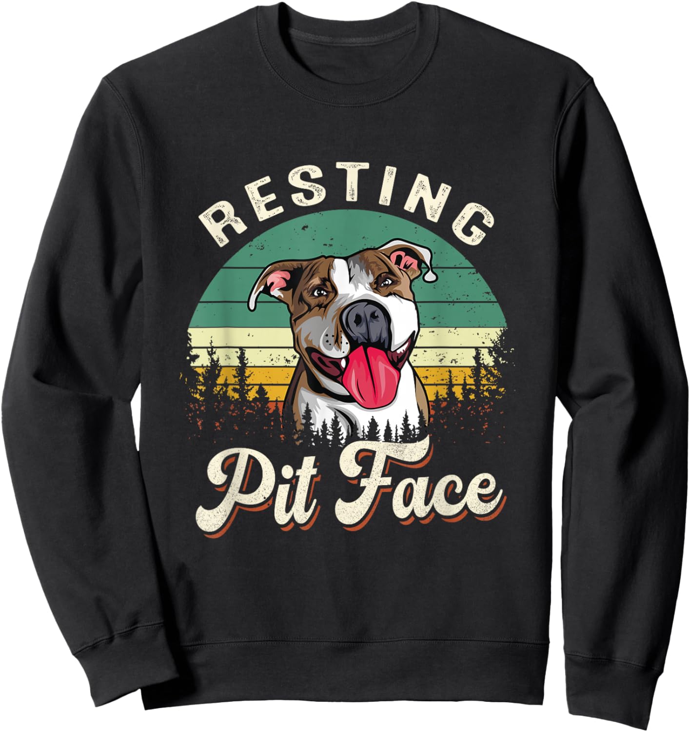 Vintage Pitbull Resting Pit Face - Funny Pitbull Lovers Sweatshirt - Sweatshirt | Black