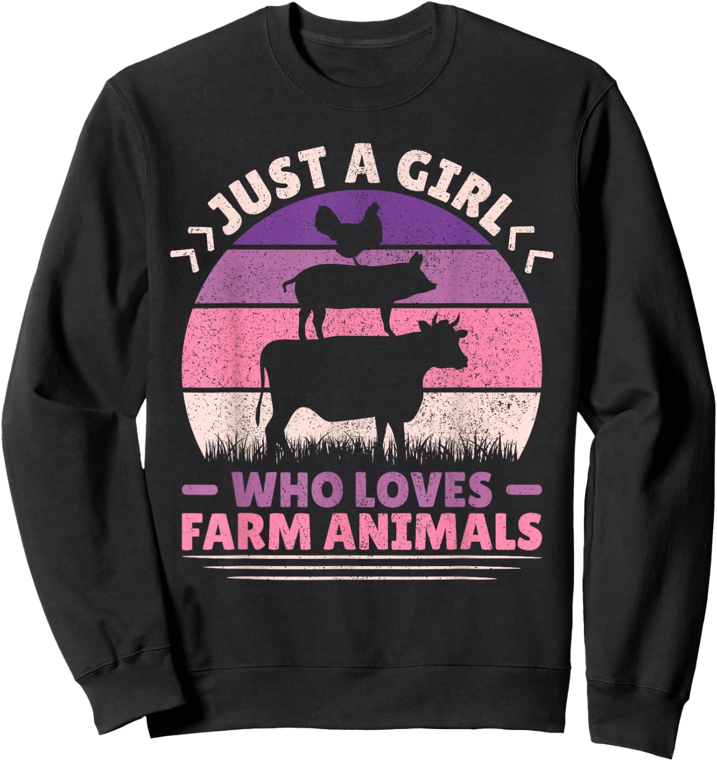 Just A Girl Who Loves Farm Animals Lover Women Farmer Girl Sweatshirt - Sweatshirt | Black