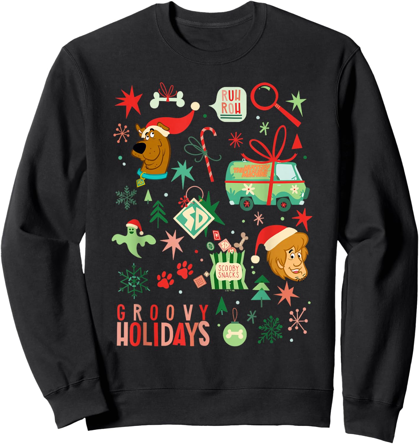 Scooby-Doo Christmas Groovy Holidays With Scooby And Shaggy Sweatshirt - Sweatshirt | Black