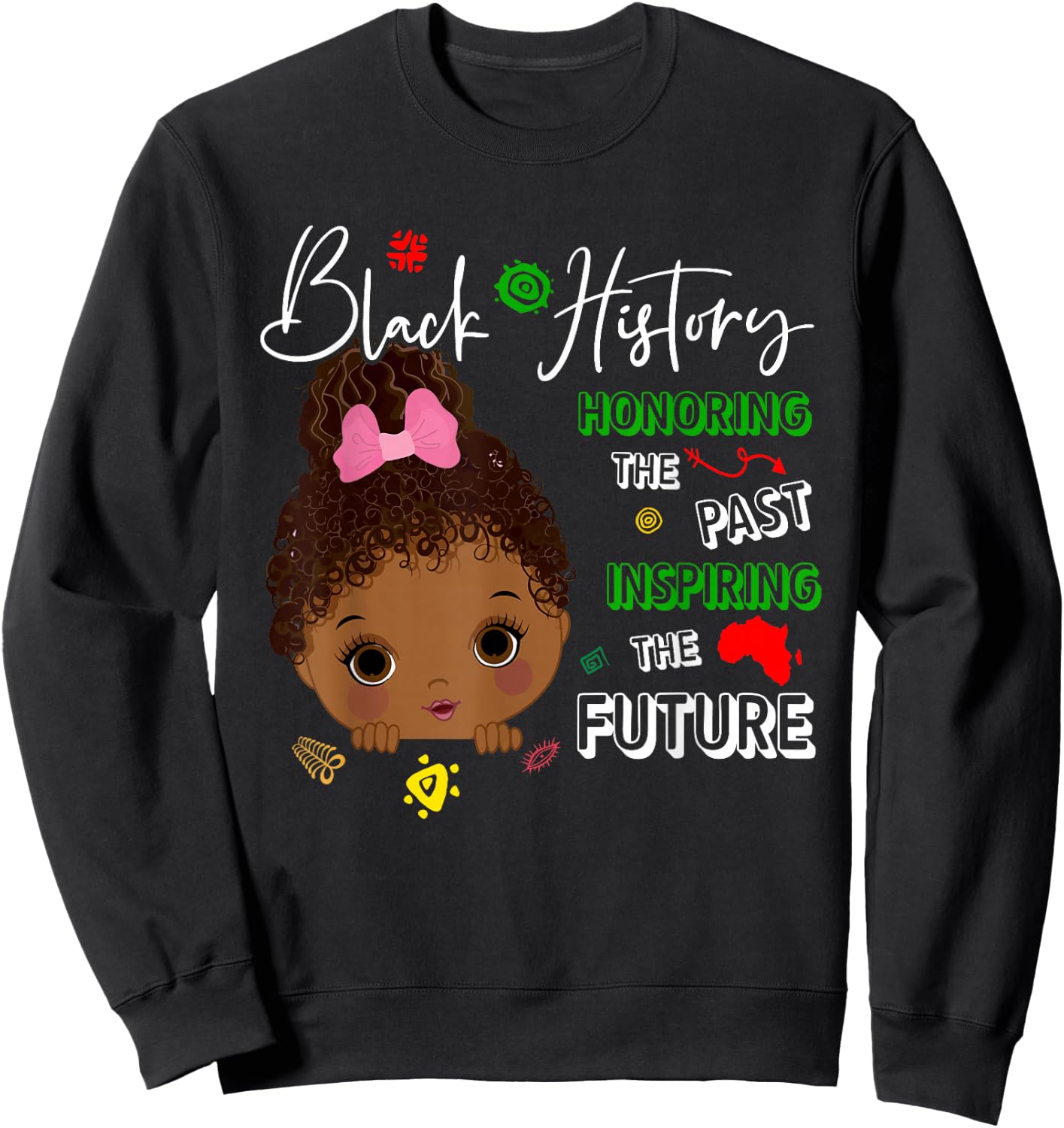 Honoring Past Black History African American Kids Girl Sweatshirt - Sweatshirt | Black