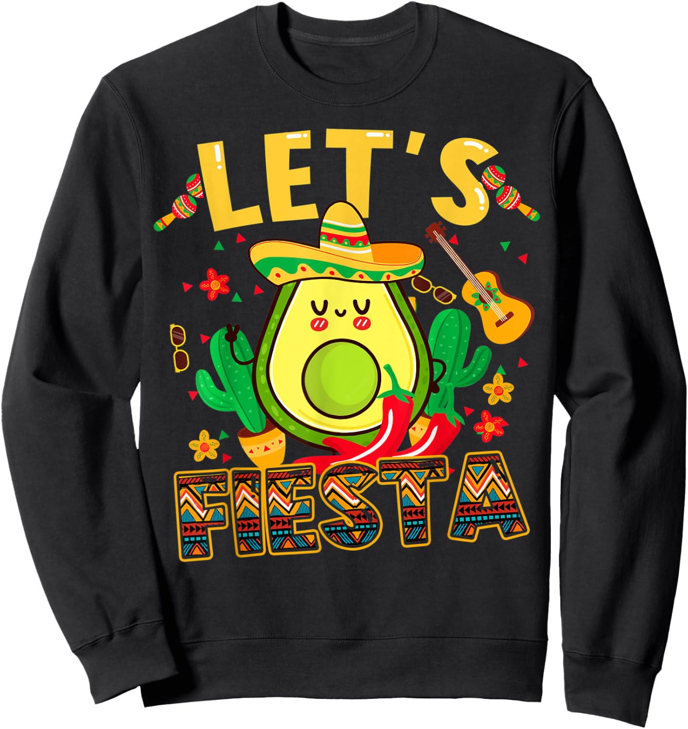 Funny Cinco De Mayo Lets Fiesta Avocado Kids Toddler Women Sweatshirt - Sweatshirt | Black