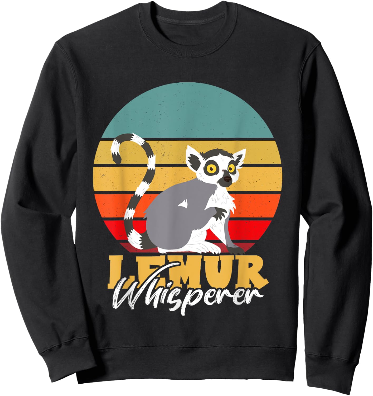 Retro Lemur Whisperer Madagascar Animal Cute Lemur Monkey Sweatshirt - Sweatshirt | Black
