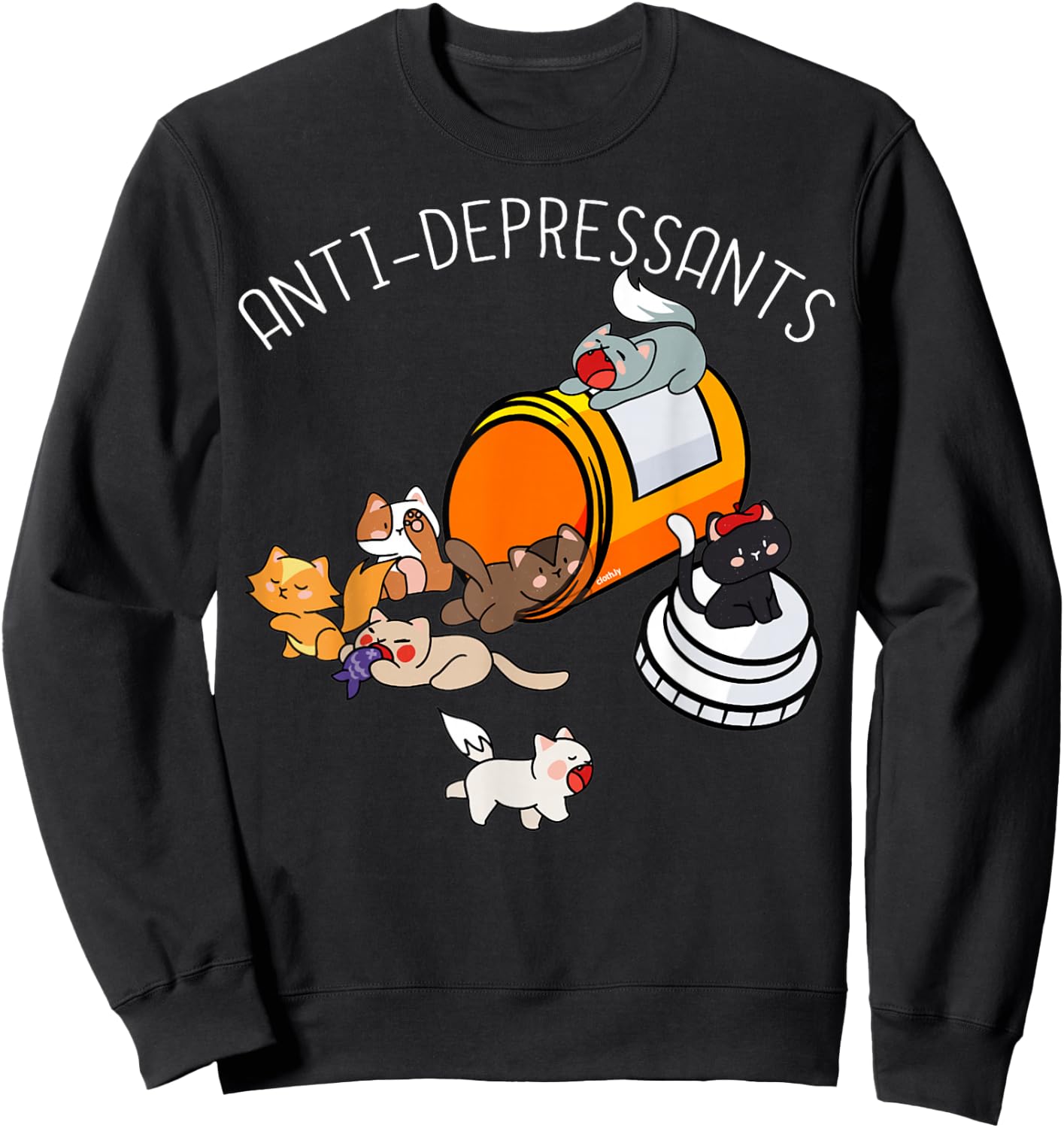 Medicine For Happiness Kittens Antidepressants Cats Costume Sweatshirt - Sweatshirt | Black