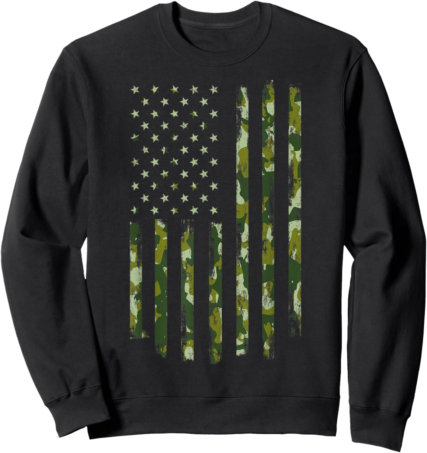 Camo American Flag USA Camouflage Men Boys Women Girls Kids Sweatshirt - Sweatshirt | Black