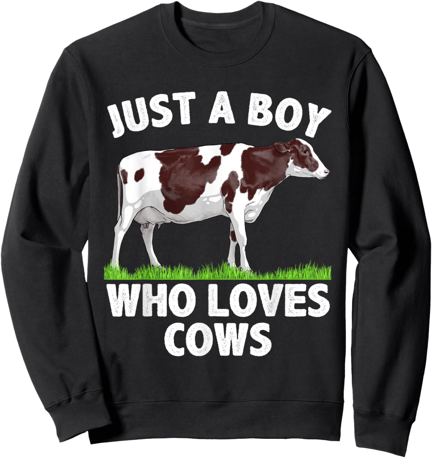 Funny Cow Design Boys Cow Farmer Livestock Animal Sweatshirt - Sweatshirt | Black