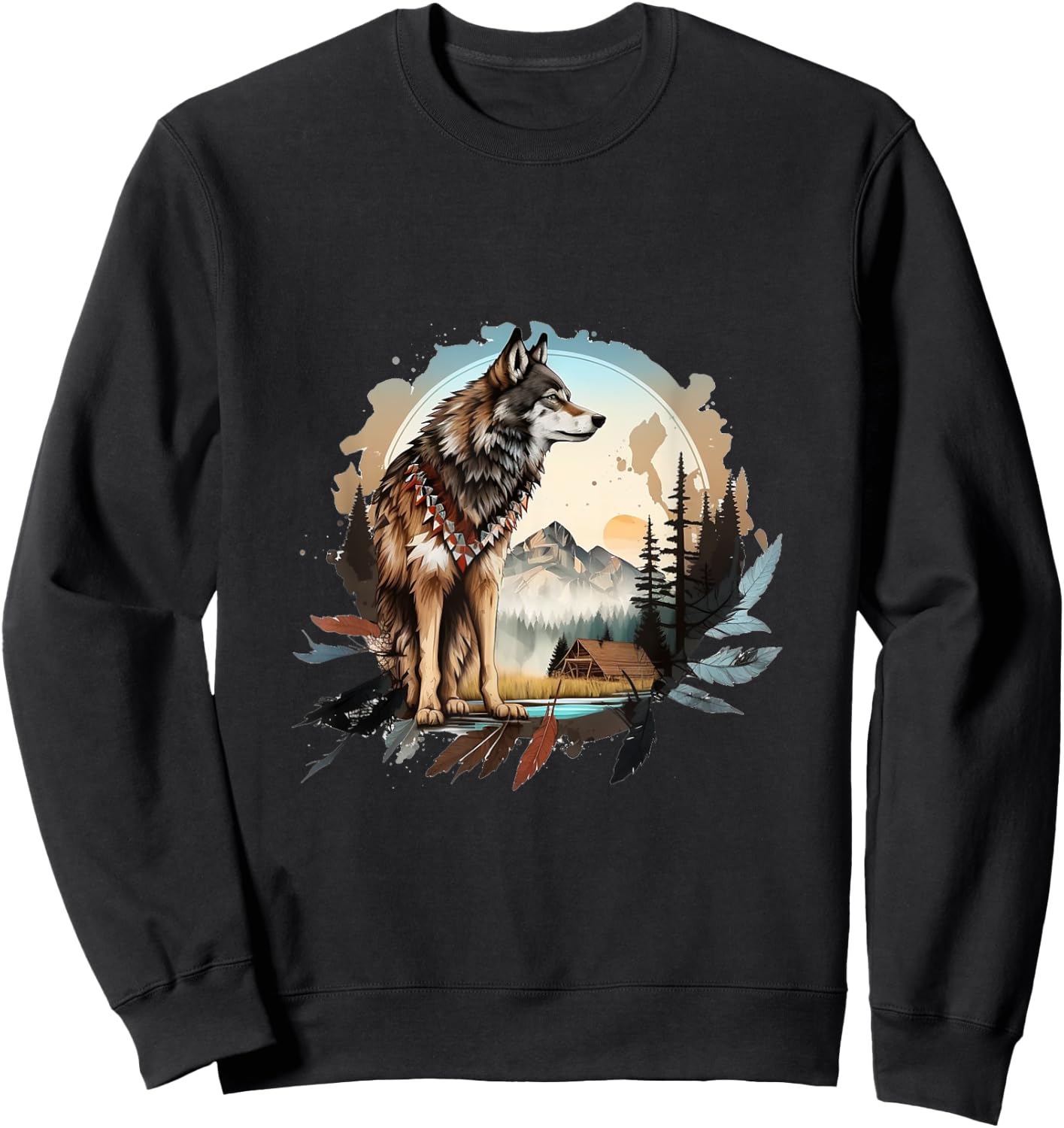 The Mountain Native Wolf Spirit Sweatshirt - Sweatshirt | Black