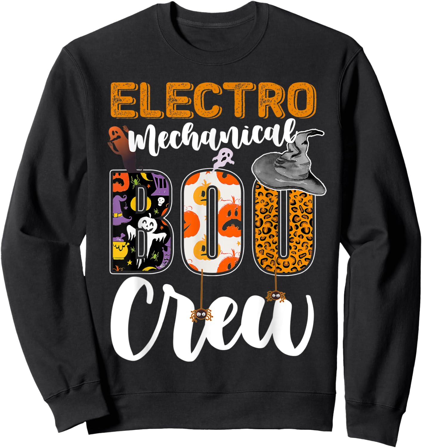 Electro-mechanical Boo Crew Halloween Matching Tech Sweatshirt - Sweatshirt | Black