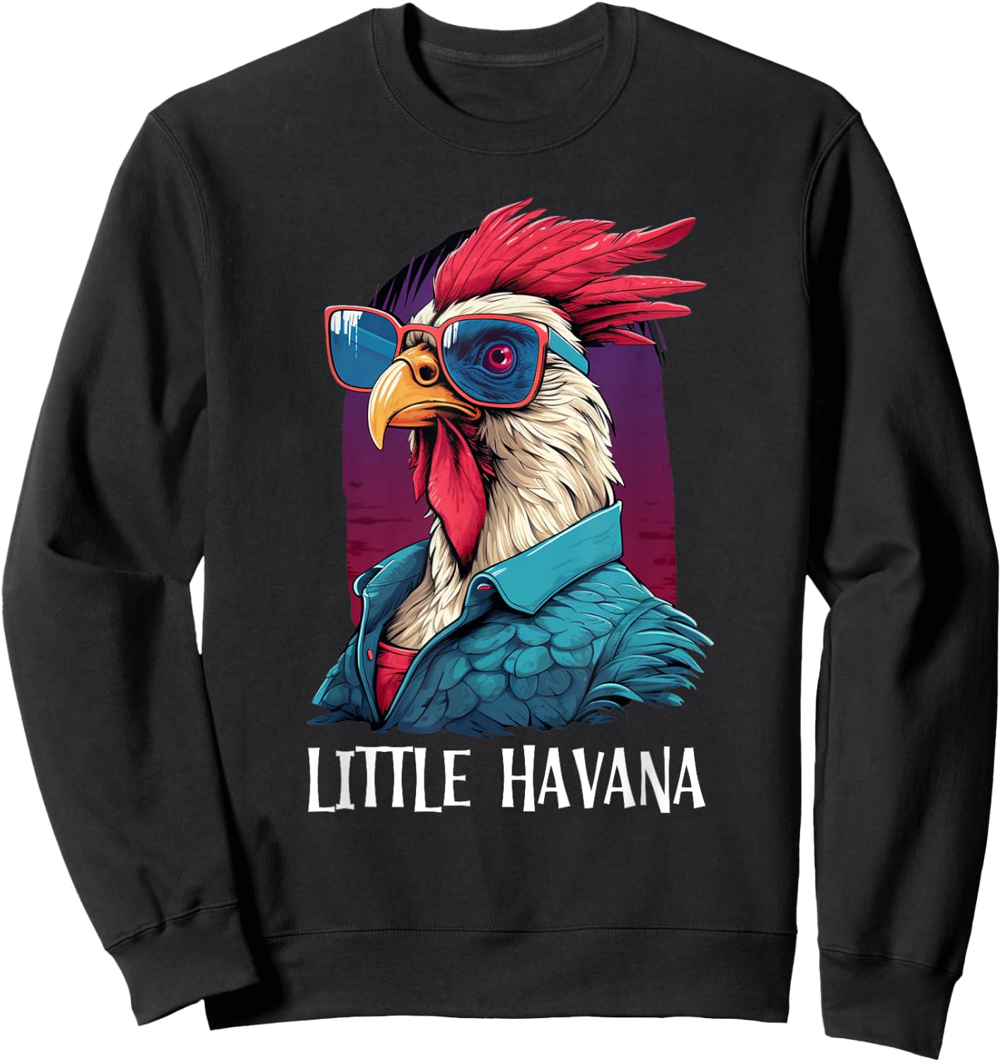 Little Havana Cuban Style, Funny Rooster 305 Miami Souvenir Sweatshirt - Sweatshirt | Black