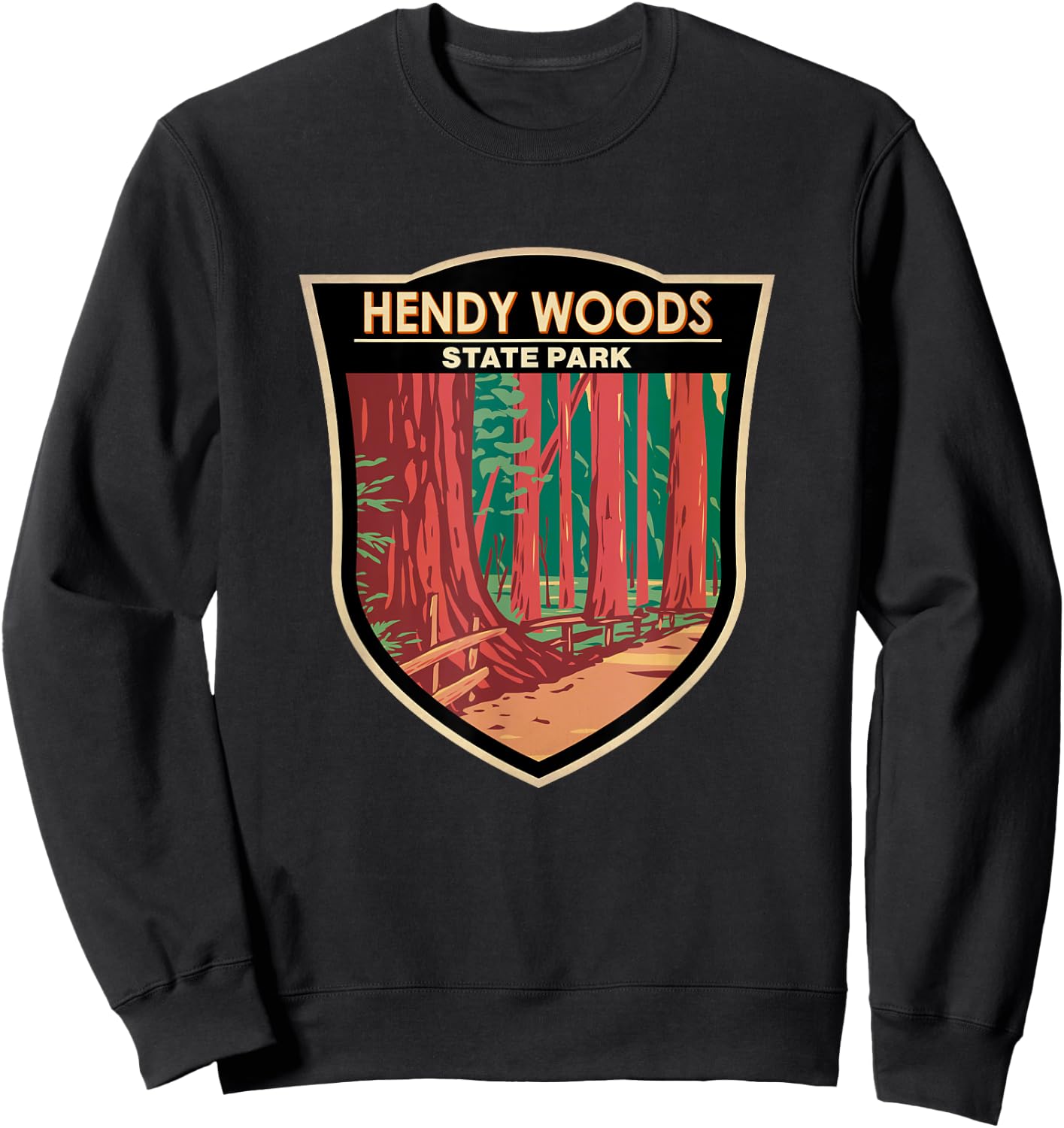 Hendy Woods State Park California Badge Vintage Sweatshirt - Sweatshirt | Black