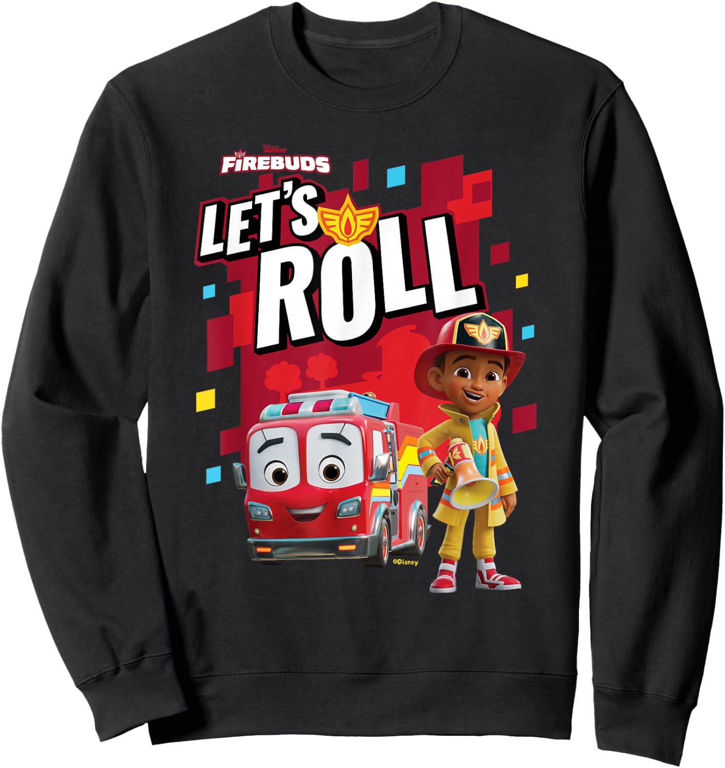 Disney Junior Firebuds Bo and Flash Fire Truck Let’s Roll Sweatshirt - Sweatshirt | Black