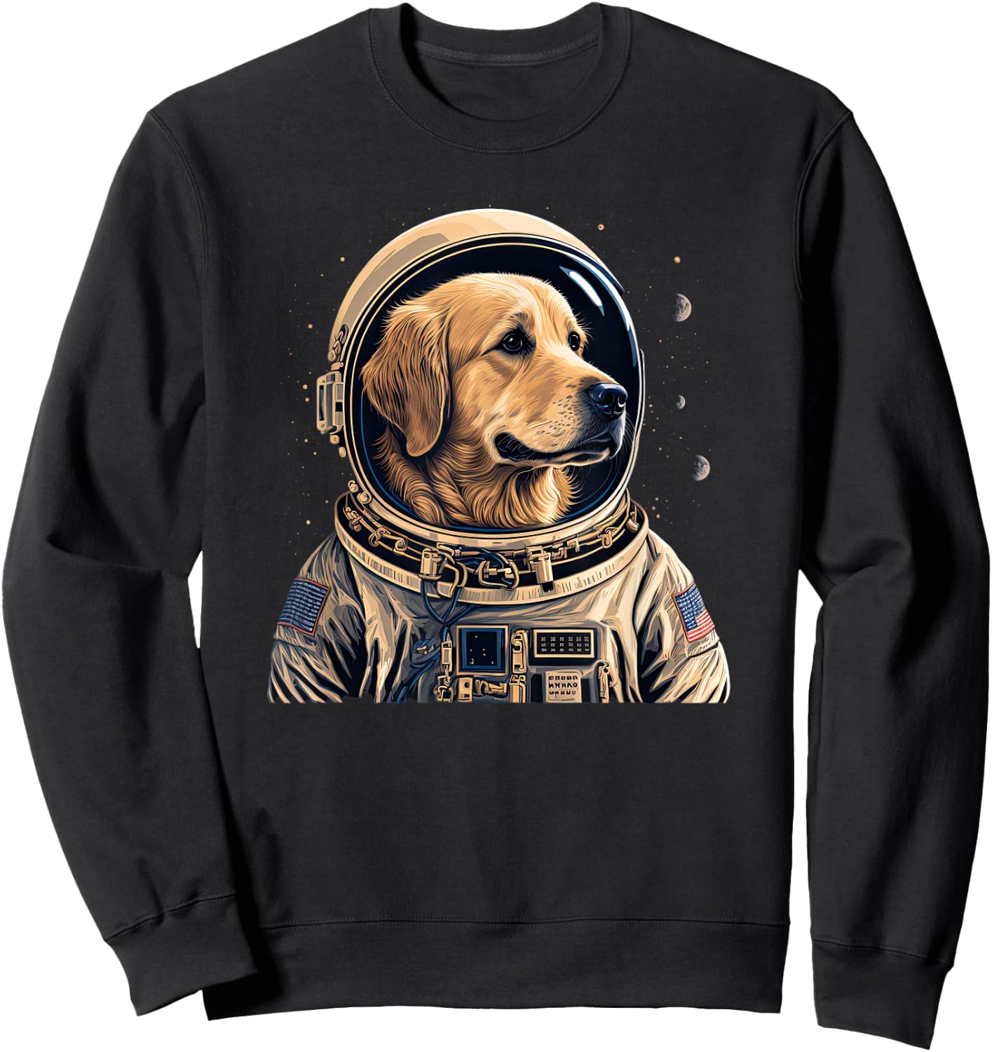 Funny Golden Retriever Astronaut in the space Sweatshirt - Sweatshirt | Black