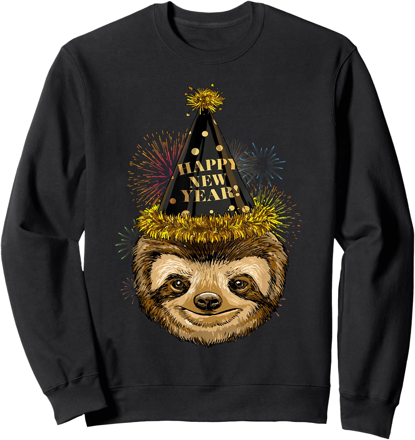 New Year Sloth New Year's Eve Party Countdown Sloth Lover Sweatshirt - Sweatshirt | Black
