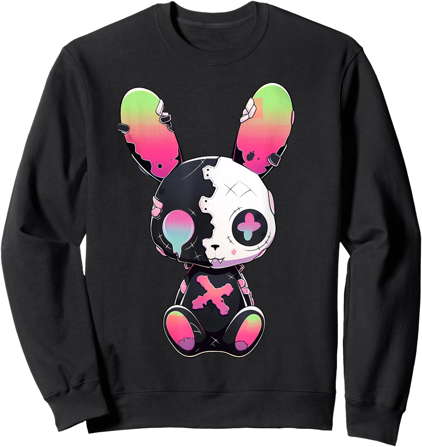Goth Bunny Gothic Outfit Cute E-Girl Kawaii Rabbit Grunge Sweatshirt - Sweatshirt | Black