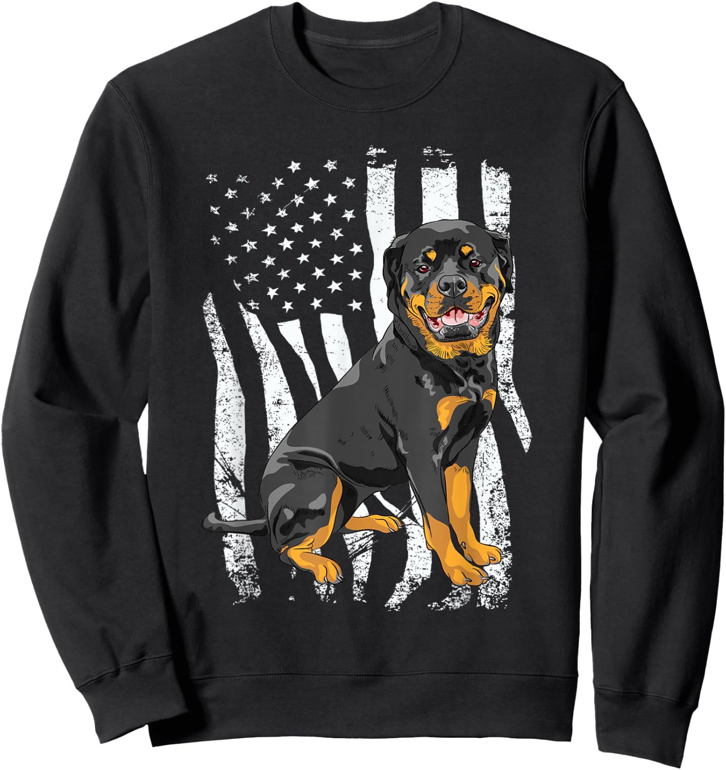 Rottweiler - USA American Flag Puppy Lover Dog Breeder Sweatshirt - Sweatshirt | Black