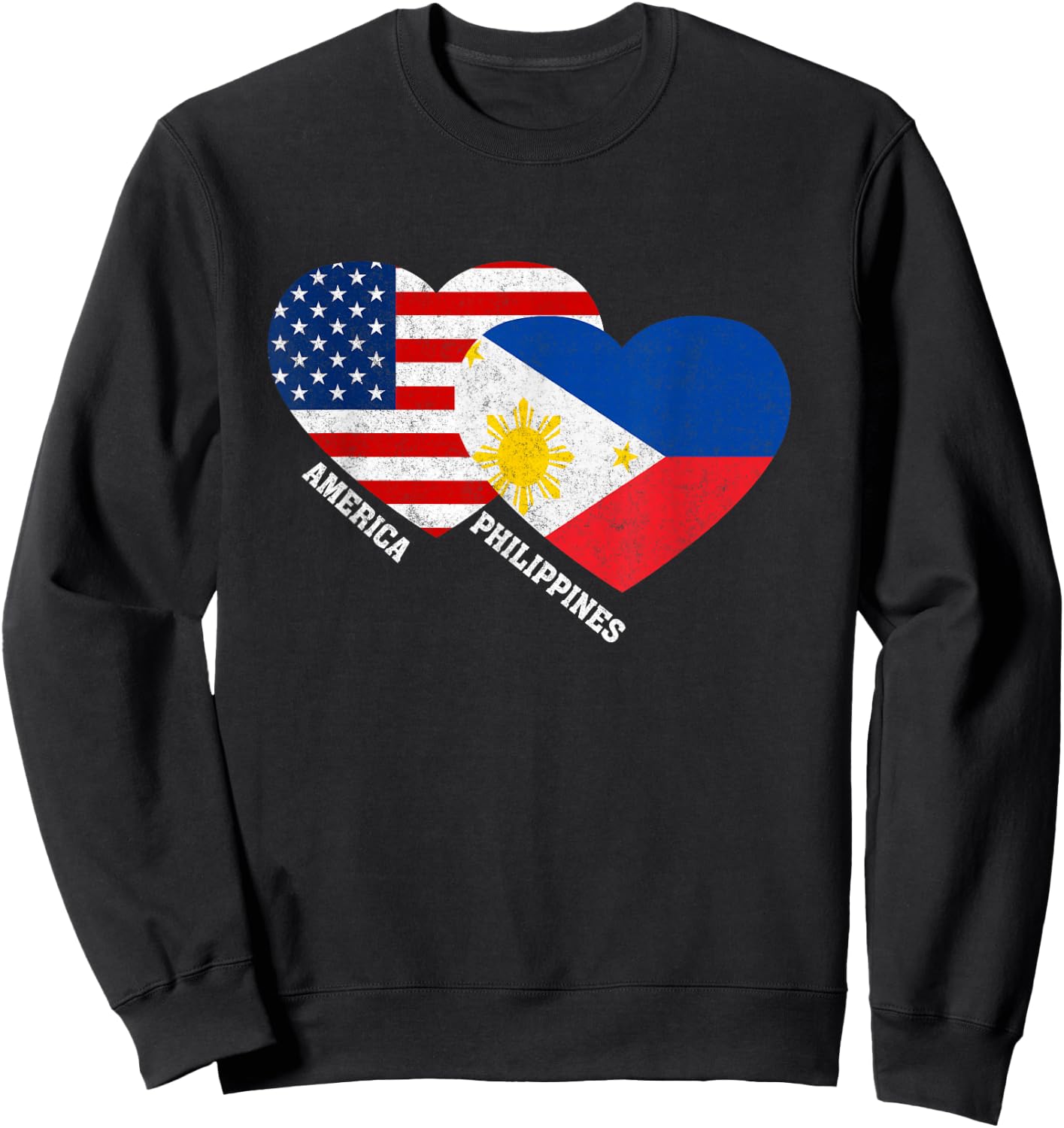 Philippines Flag Shirt Filipino American Pride Vintage Sweatshirt - Sweatshirt | Black