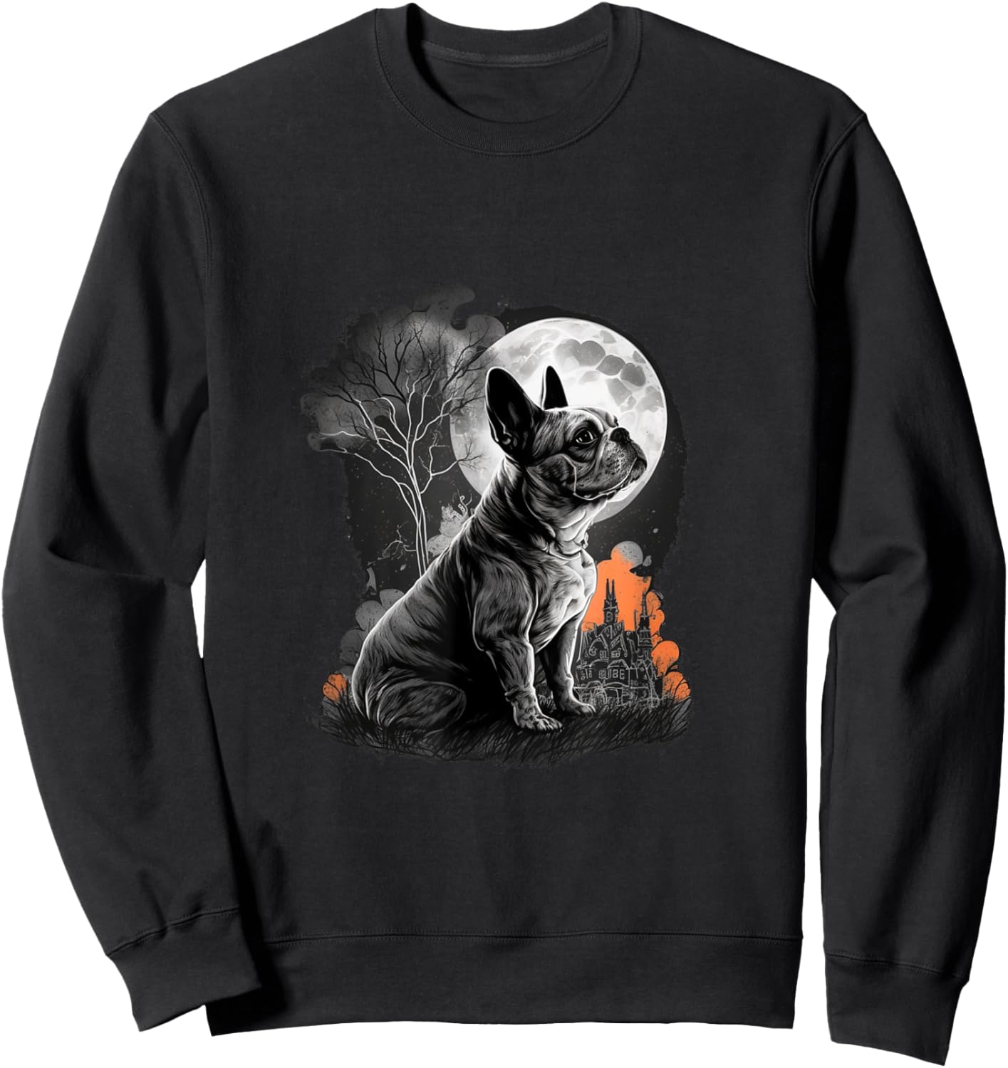 French Bulldog Halloween Costume | Scary Pumpkin Witch Ghost Women Sweatshirt - Sweatshirt | Black