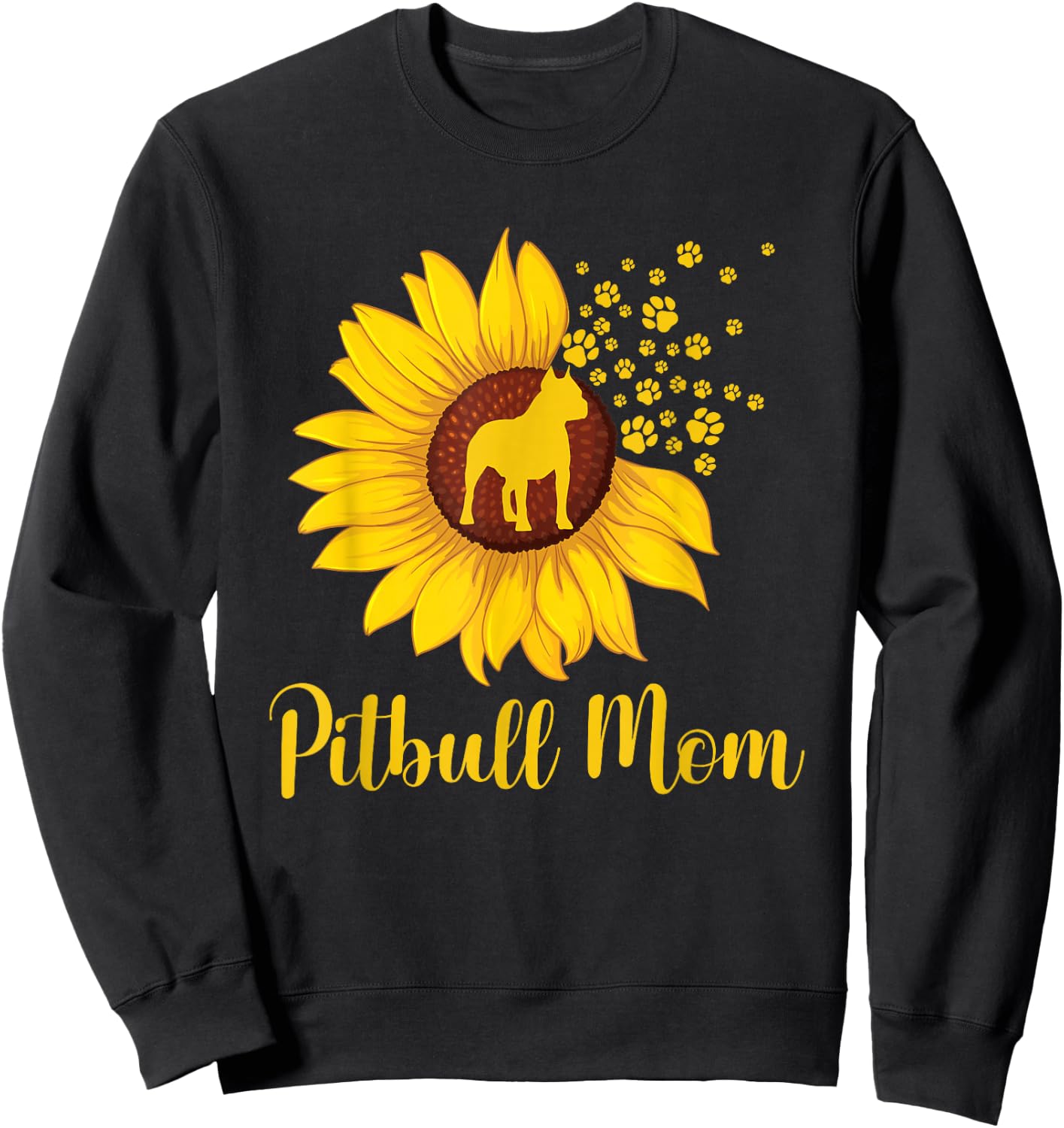 Pitbull Mom - Sunflower Mother's Day Dog Trainer Puppy Lover Women Girls Kids Sweatshirt - Sweatshirt | Black