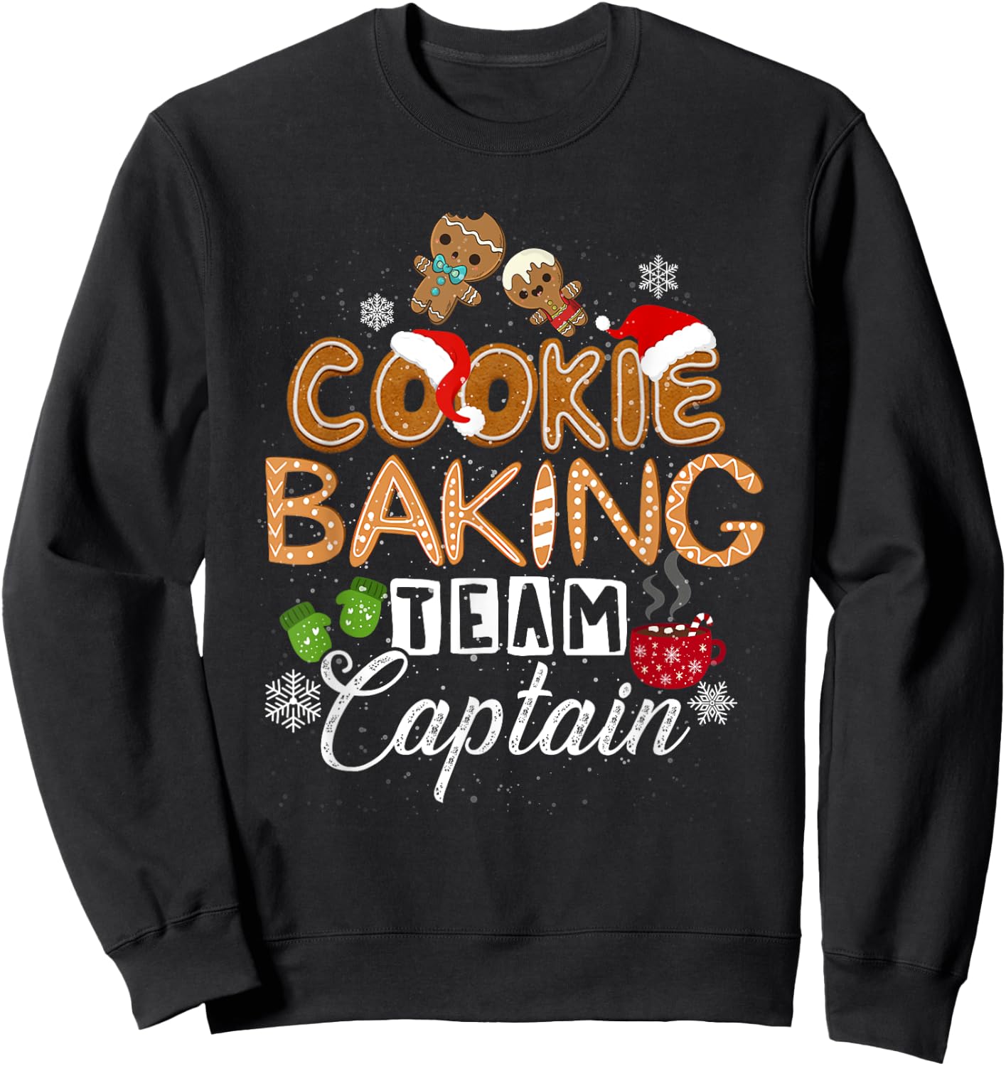 family winter santa Christmas cookie baking team captain Sweatshirt - Sweatshirt | Black