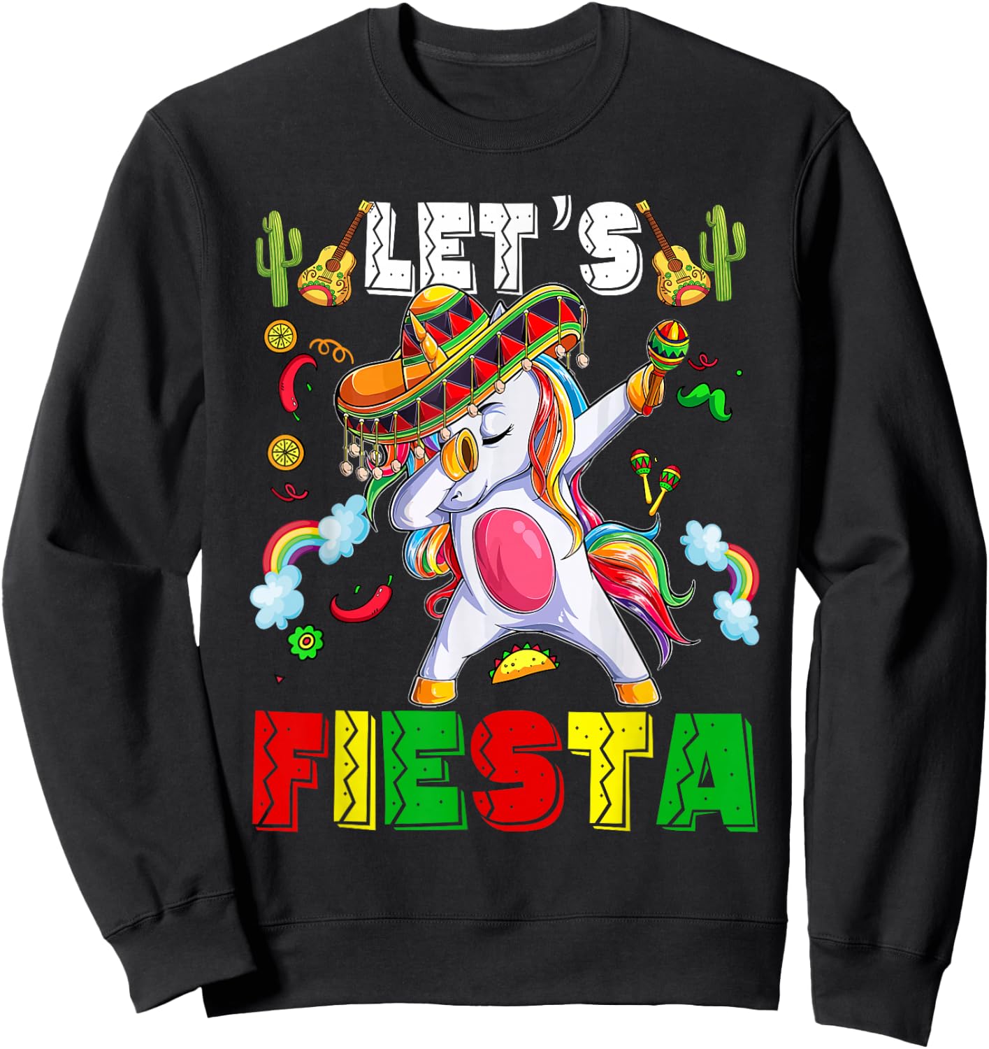 Lets Fiesta-Shirt Cinco De Mayo Funny Mexican Women Kid Girl Sweatshirt - Sweatshirt | Black