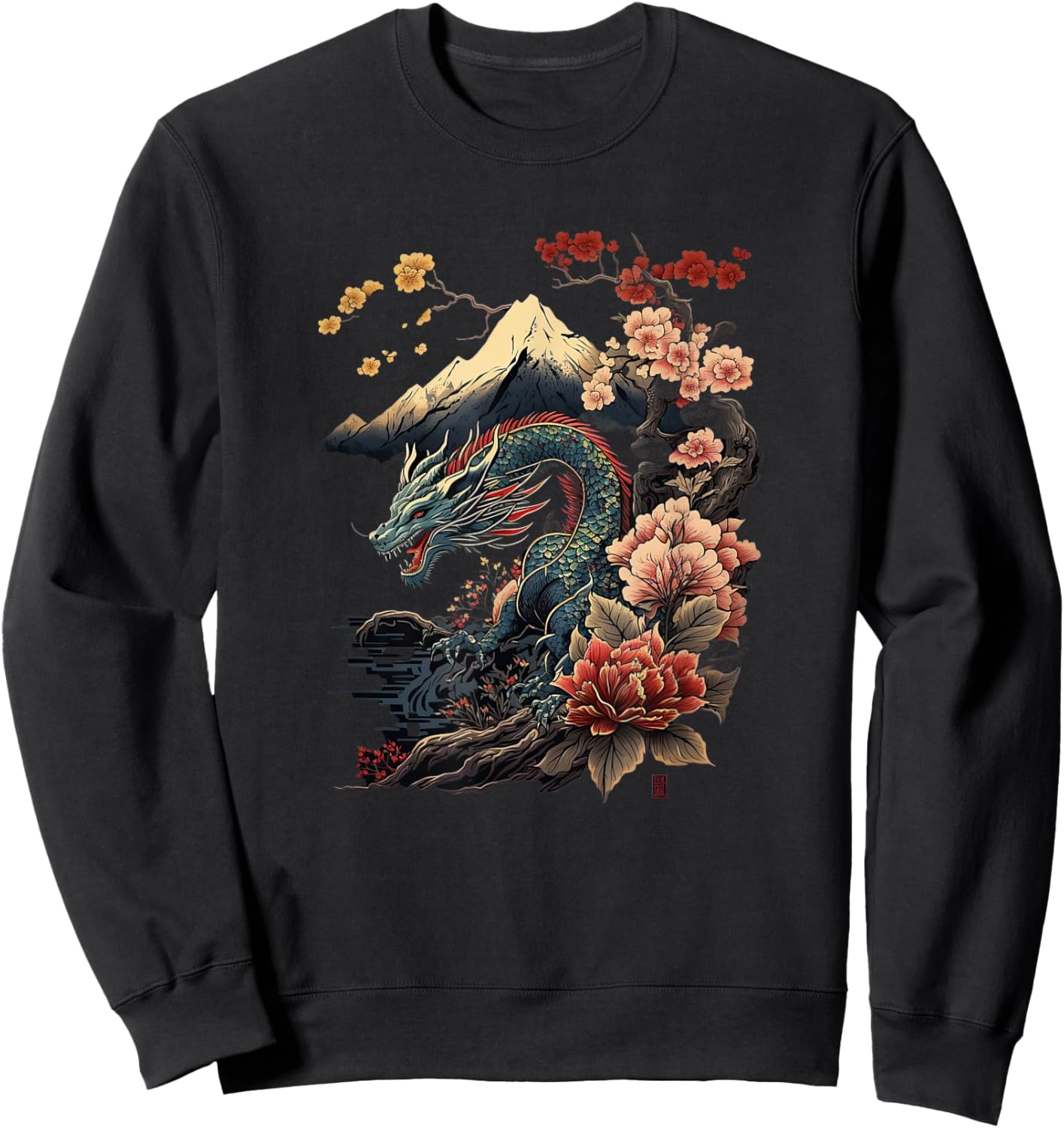 Japanese Aesthetic Dragon japanese art Japan Tattoo Sweatshirt - Sweatshirt | Black