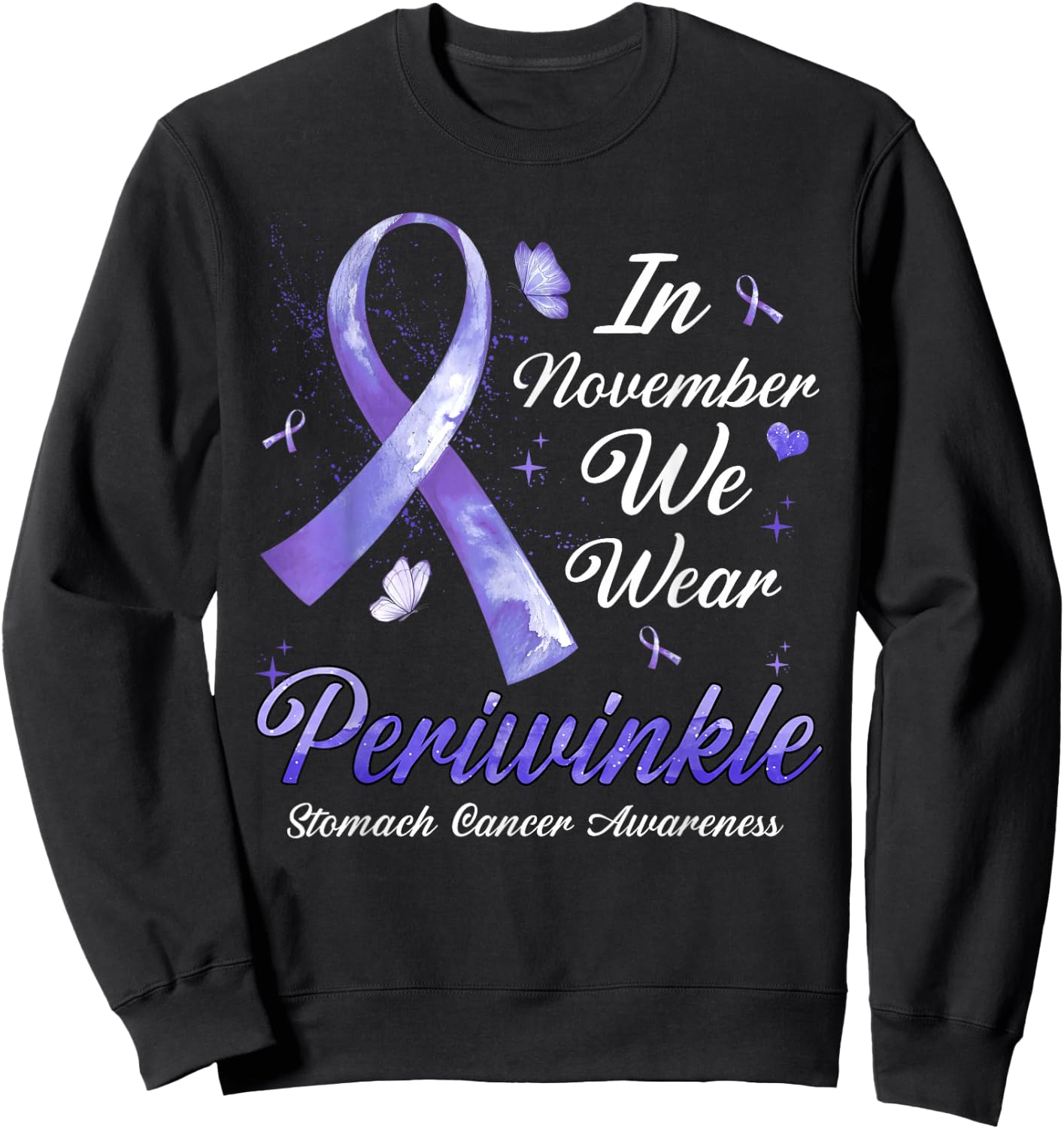 In November We Wear Periwinkle Stomach Cancer Awareness Sweatshirt - Sweatshirt | Black