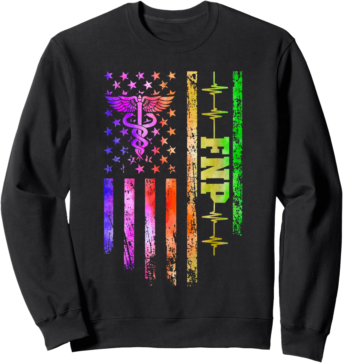 FNP American Flag Family Nurse Practitioner Sweatshirt - Sweatshirt | Black