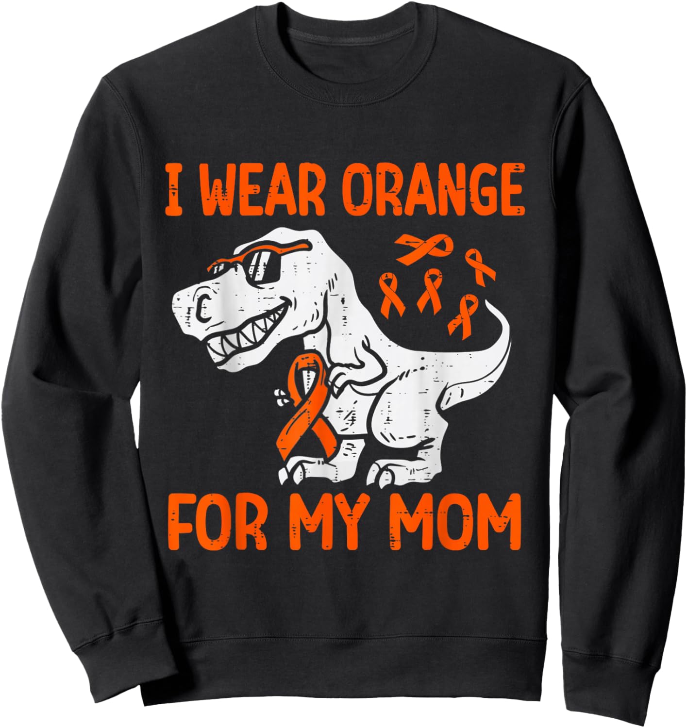 I Wear Orange For My Mom Dinosaur Multiple Sclerosis Kids Sweatshirt - Sweatshirt | Black