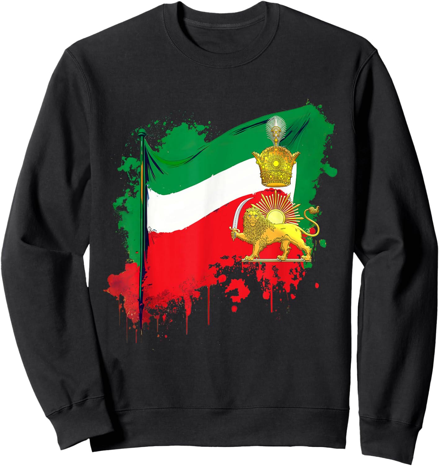 Irans Flag with Pahlavi Crown shir va khorshyid Sweatshirt - Sweatshirt | Black