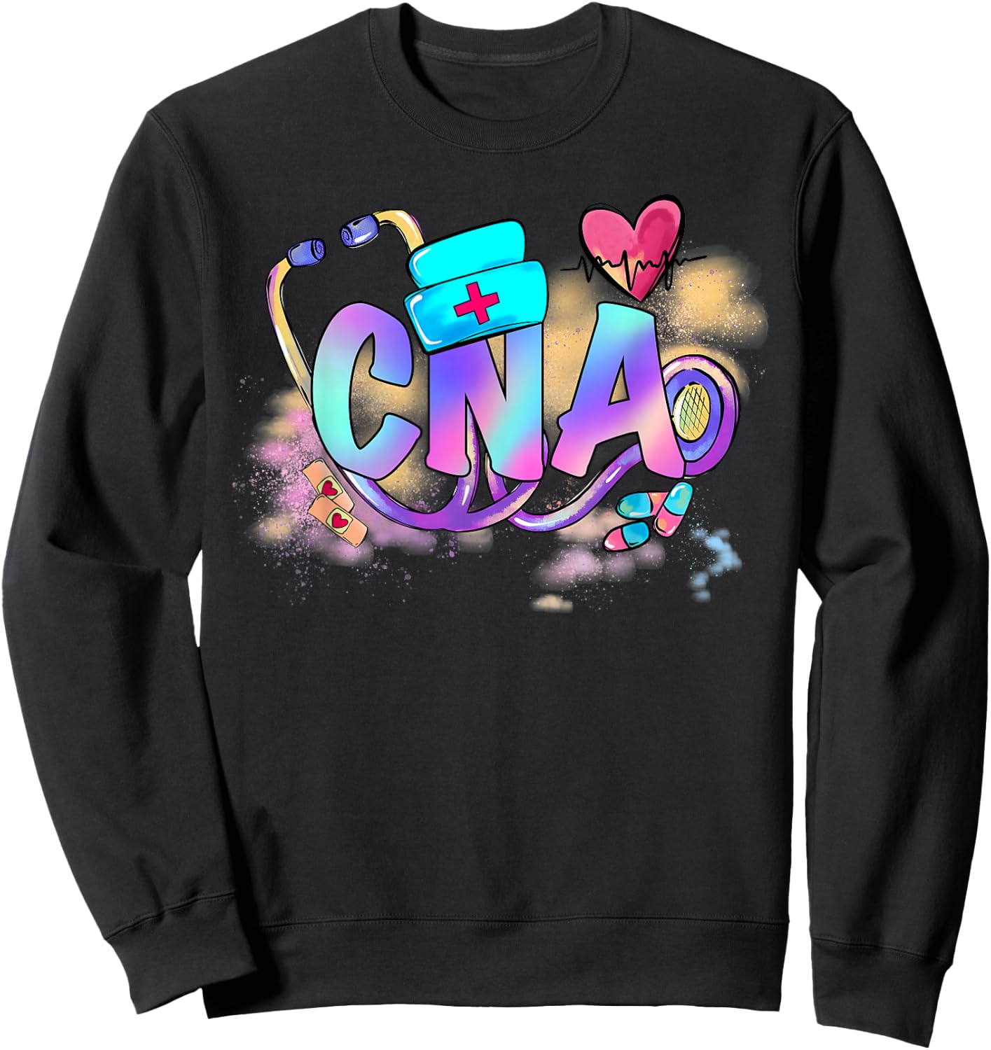 Tie Dye CNA Cute Nurse Day CNA RN Nurse Week Gifts Nursing Sweatshirt - Sweatshirt | Black