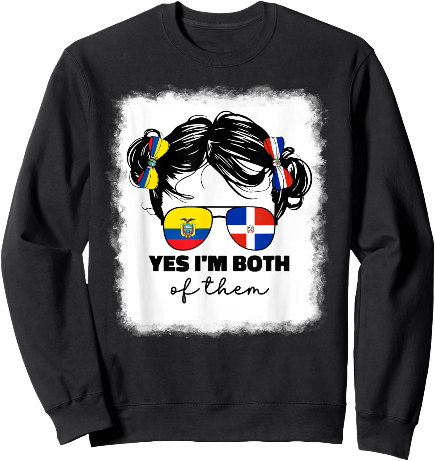 Half Dominican And Ecuadorian Ecuador Flag Kids Girl Girls Sweatshirt - Sweatshirt | Black