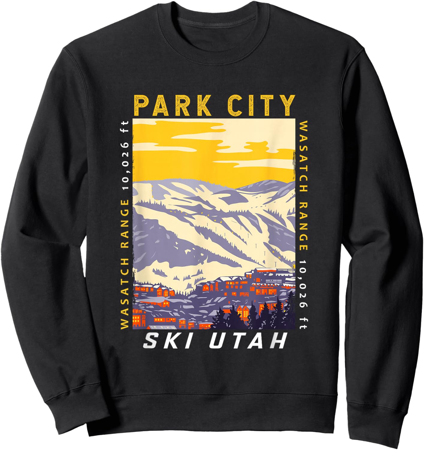 Park City Ski Area Utah Distressed Vintage Sweatshirt - Sweatshirt | Black