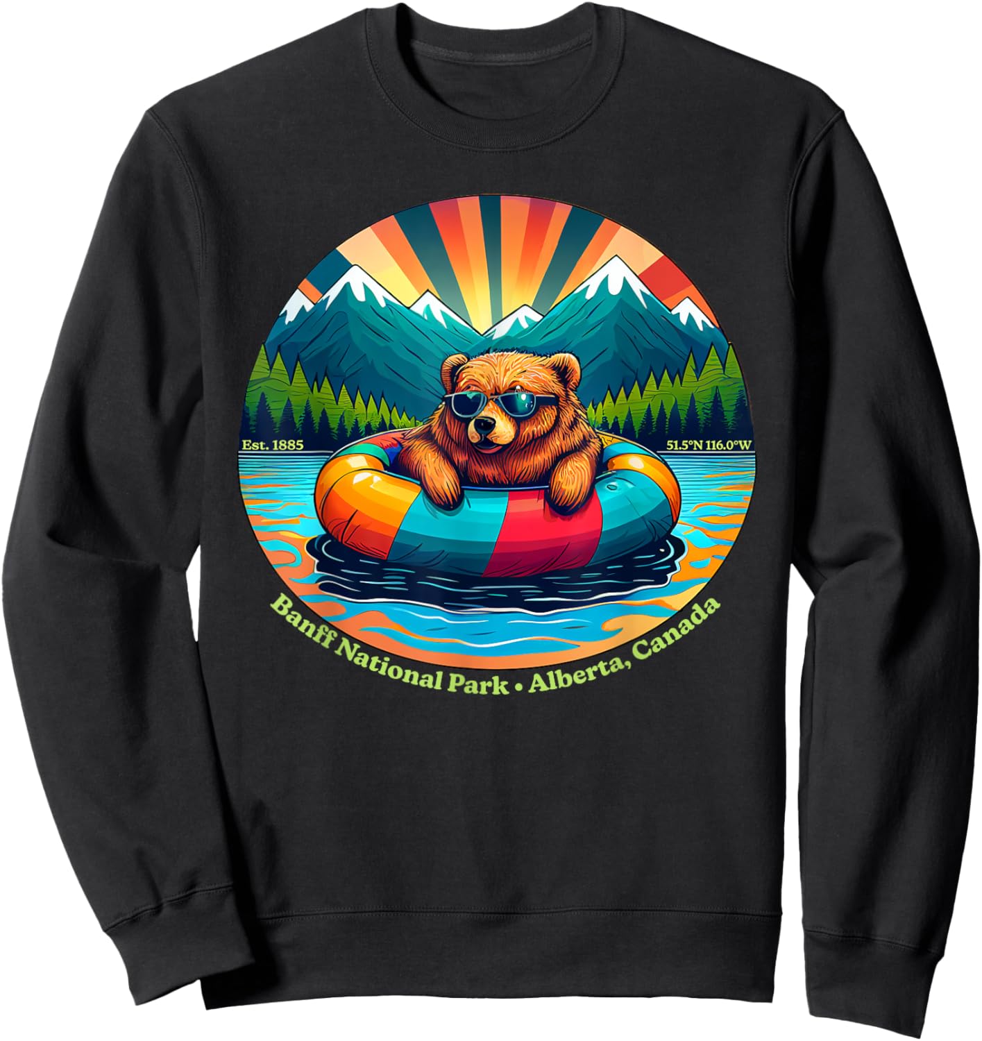 Banff National Park Bear Animals With Sunglasses Kids Adults Sweatshirt - Sweatshirt | Black