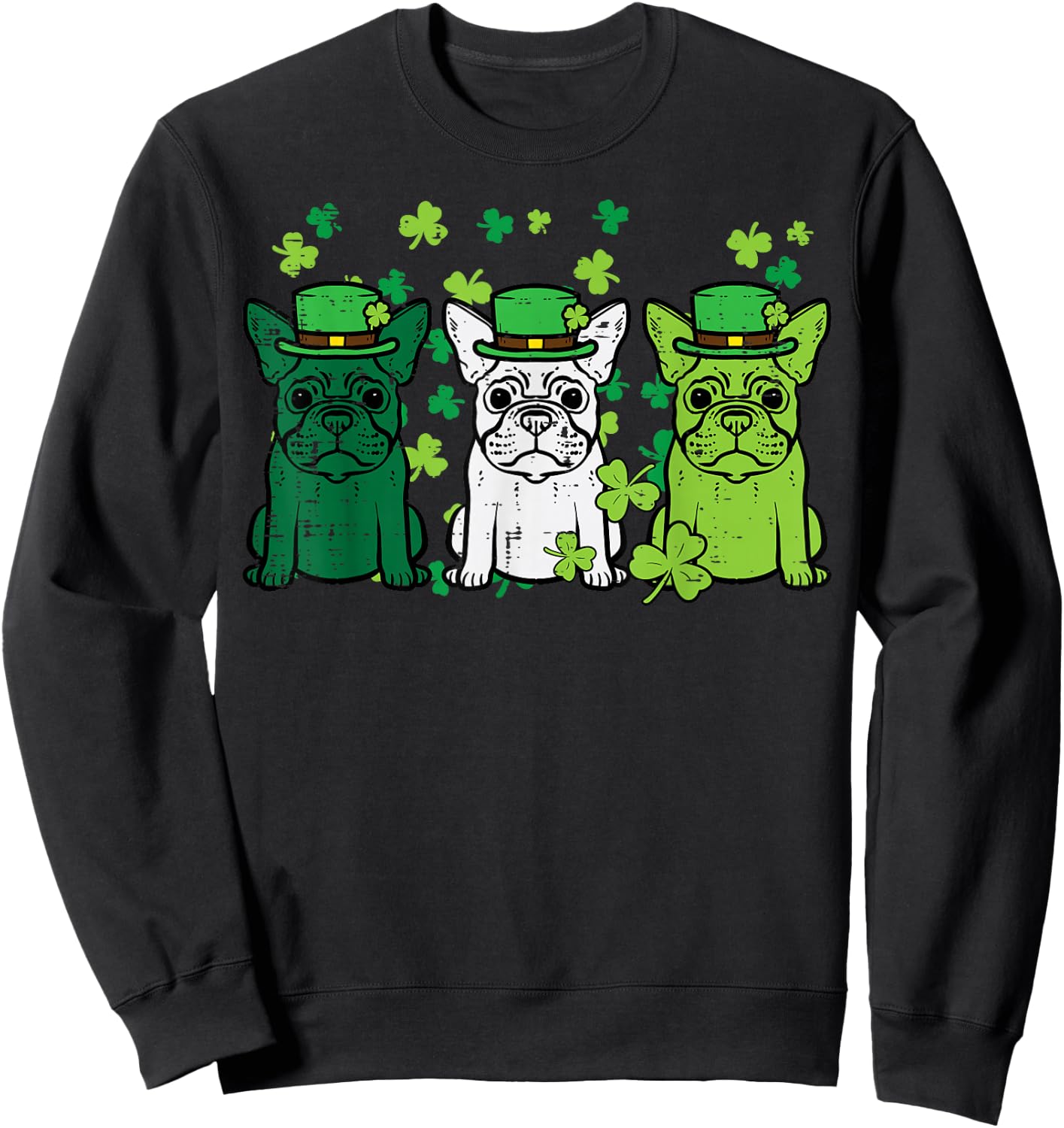 St Patricks Day French Bulldogs Dog Frenchie Men Women Kids Sweatshirt - Sweatshirt | Black