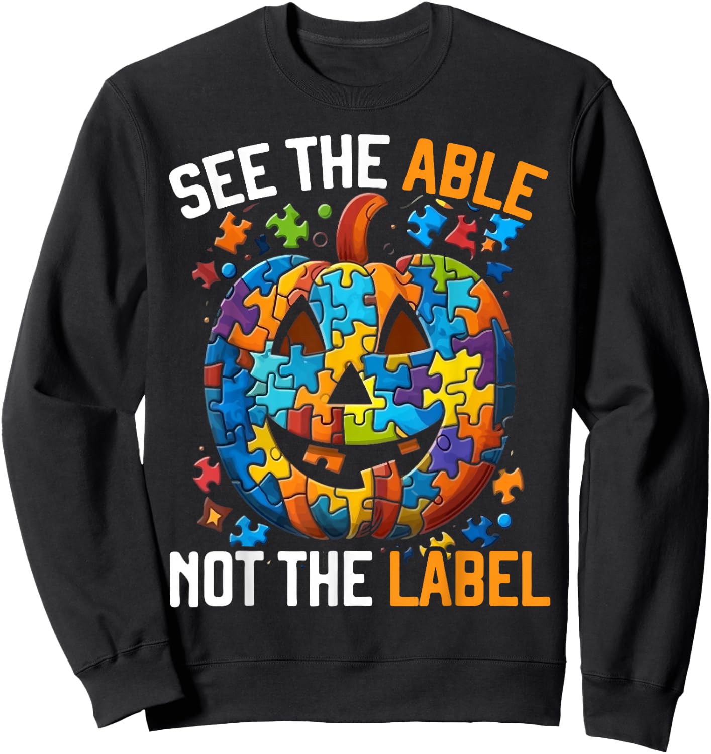 Autism Halloween Puzzle Trick Or Treat Autism Awareness Sweatshirt - Sweatshirt | Black