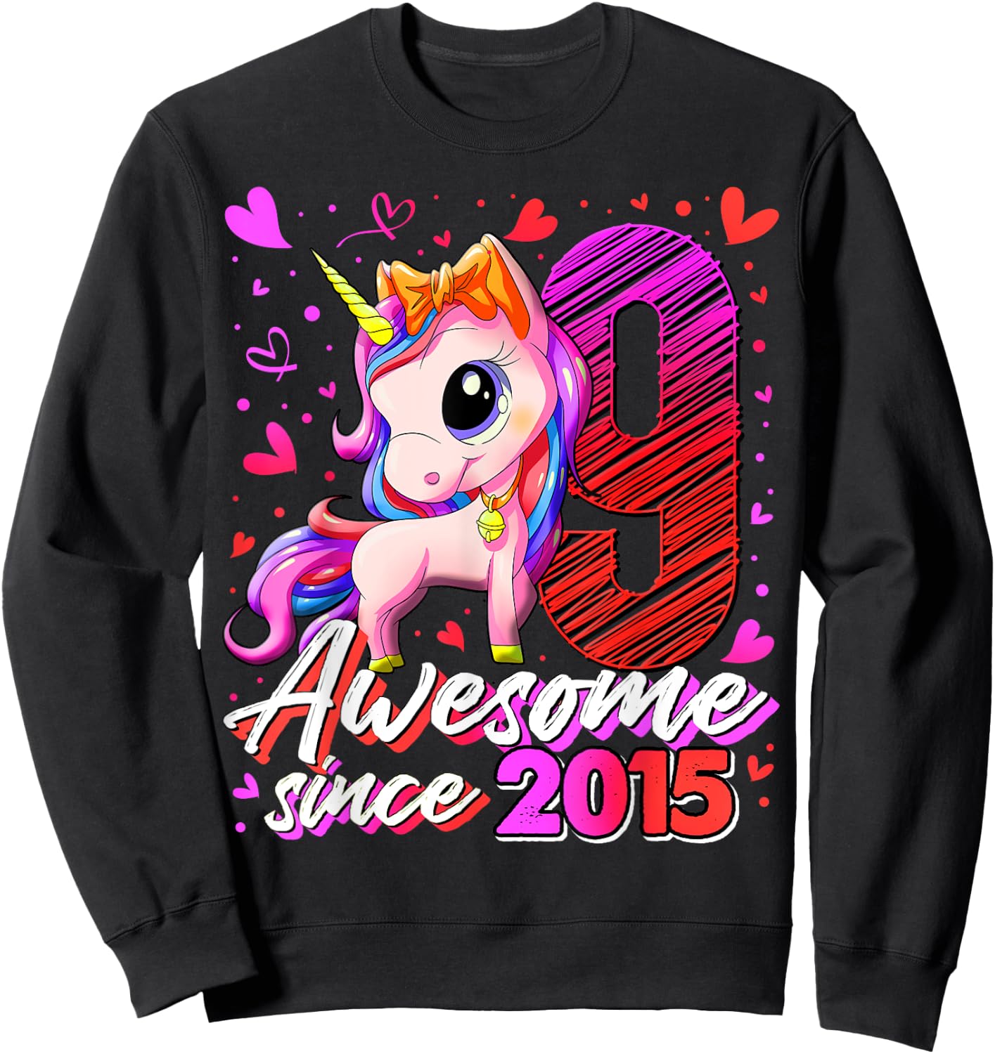 9 Years Old Flossing Unicorn Gifts 9th Birthday Girl Party Sweatshirt - Sweatshirt | Black