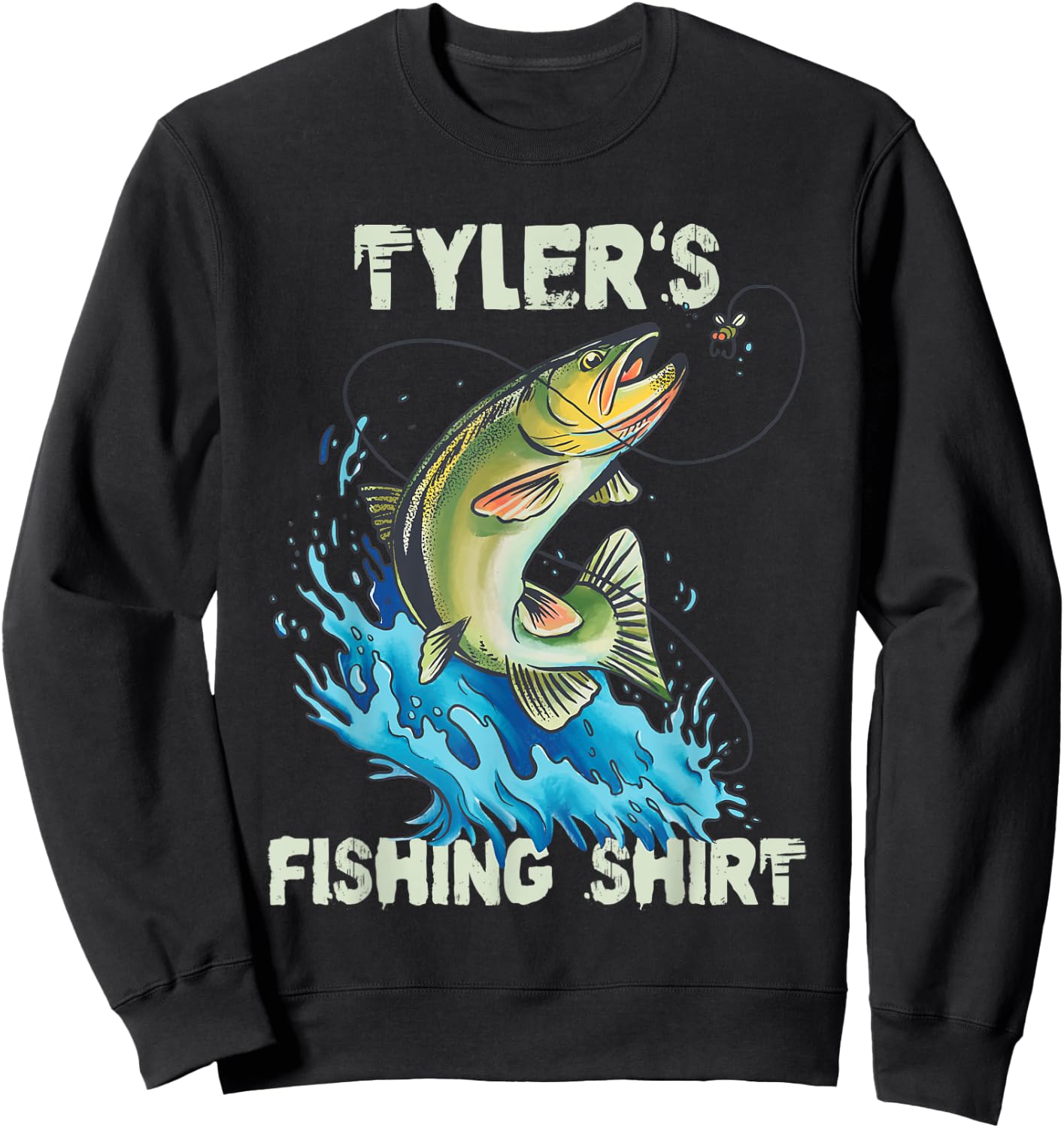 Tyler's Fishing Shirt - Personalized Fishing Sweatshirt - Sweatshirt | Black