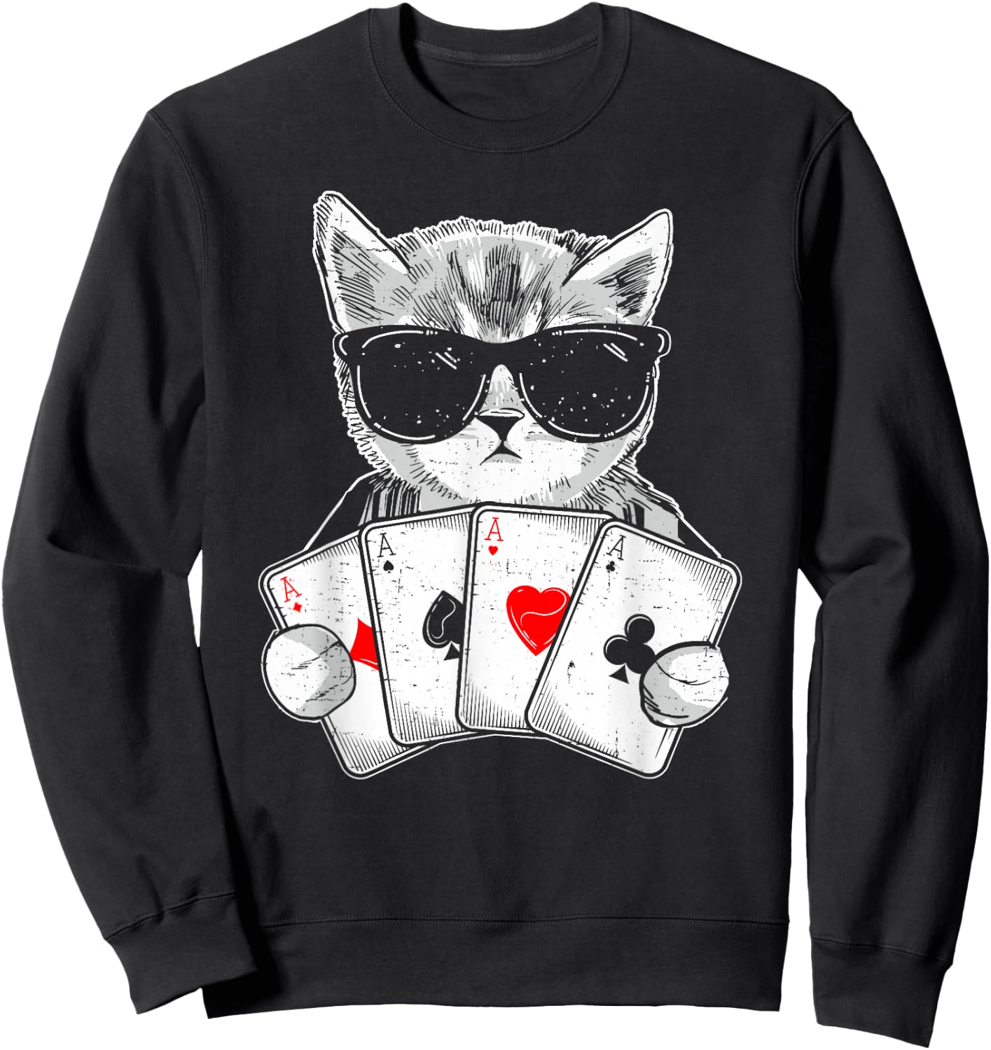 Cat Play Poker Gambling Casino Dealer Poker Player Gambler Sweatshirt - Sweatshirt | Black