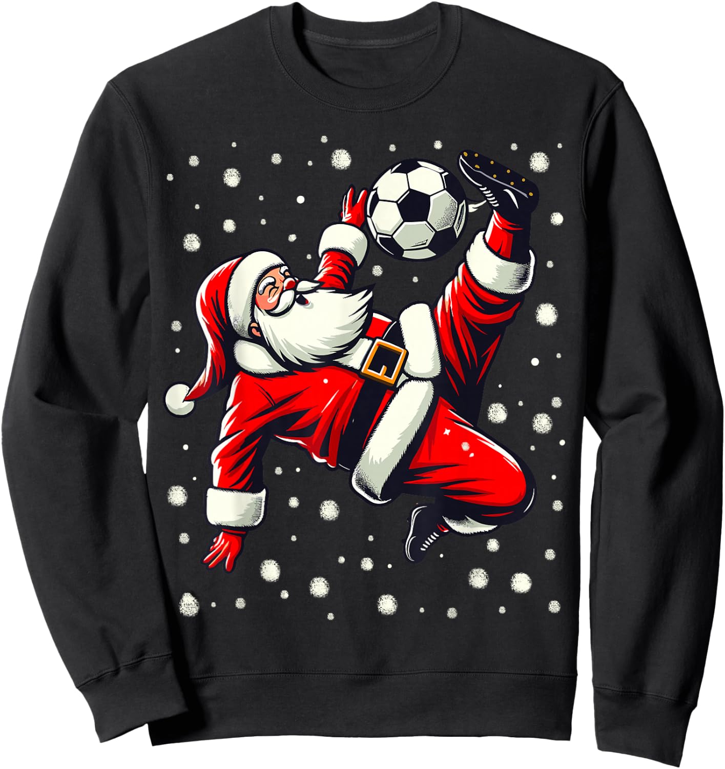 Santa Plays Soccer Bicycle Kick, Christmas Women Men Kids Sweatshirt - Sweatshirt | Black