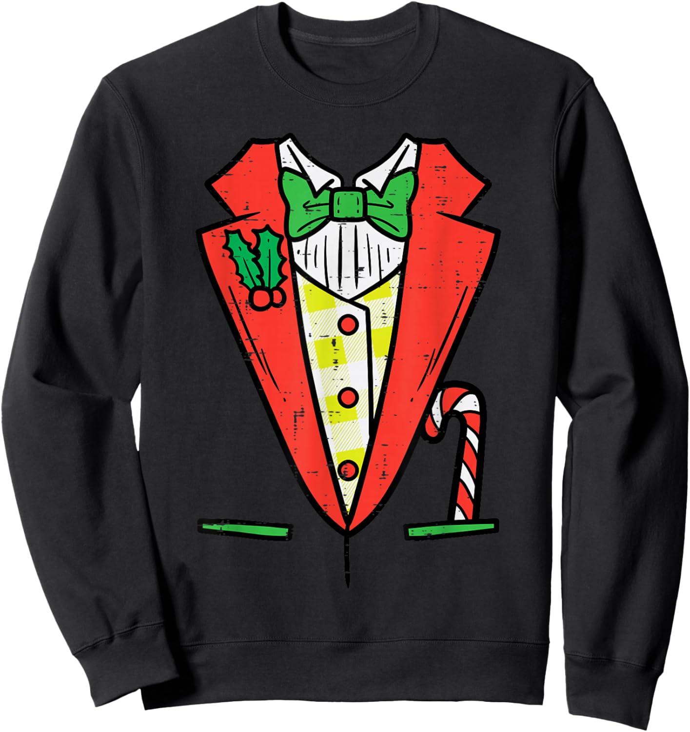 Christmas Tuxedo Costume Funny Xmas Tux Bowtie Men Boys Kids Sweatshirt - Sweatshirt | Black