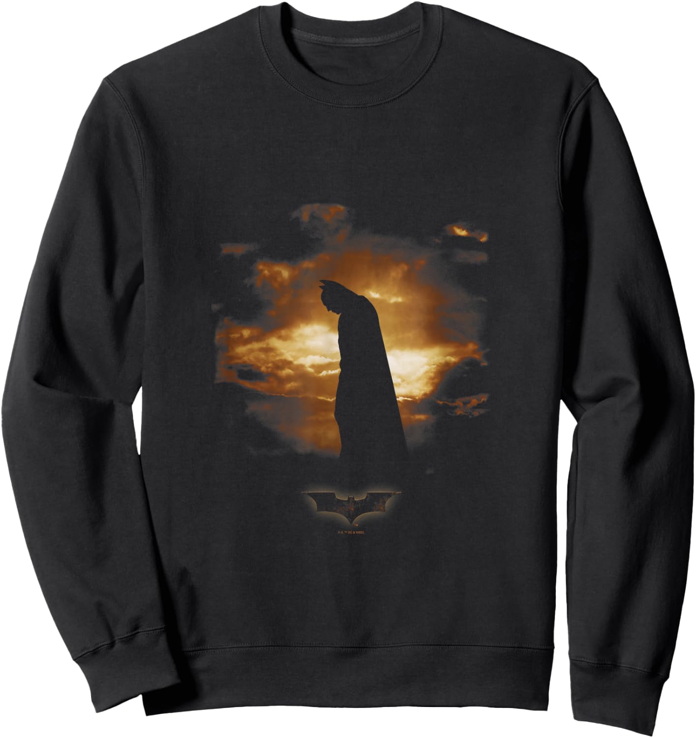 Batman Begins Distressed Bat Sunset Silhouette Poster Sweatshirt - Sweatshirt | Black