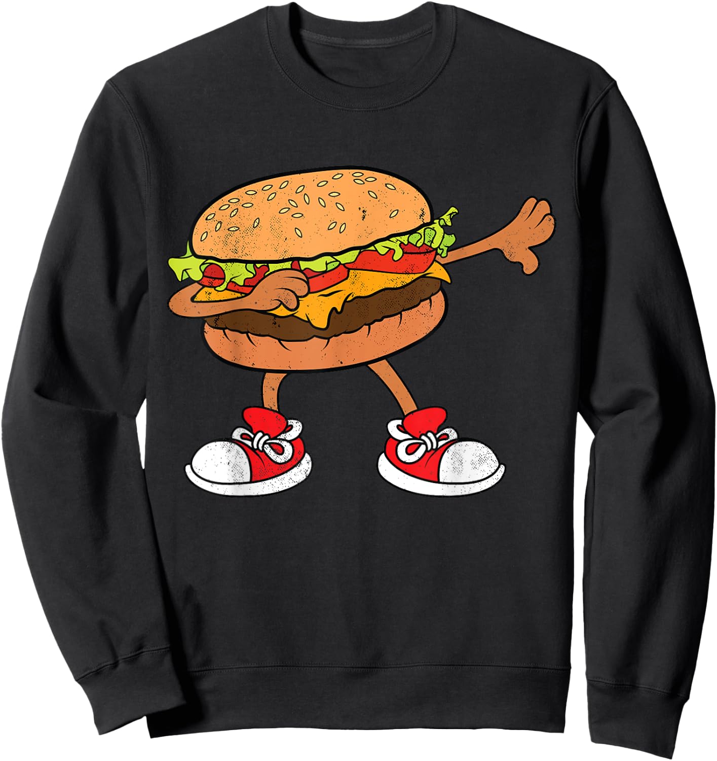 Funny Hamburger Dab Art Kids Men Women Cheeseburger Lover Sweatshirt - Sweatshirt | Black