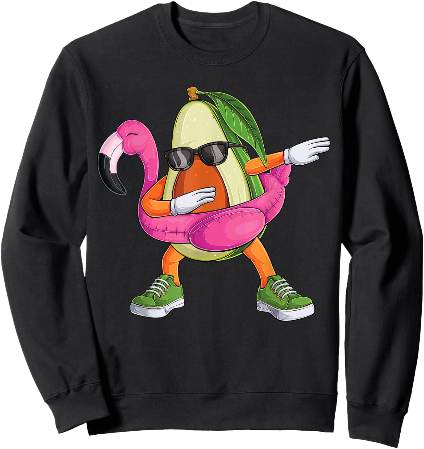 Dabbing Avocado Flamingo Tropical aloha Beach Hawaiian Men Women Kids Sweatshirt - Sweatshirt | Black