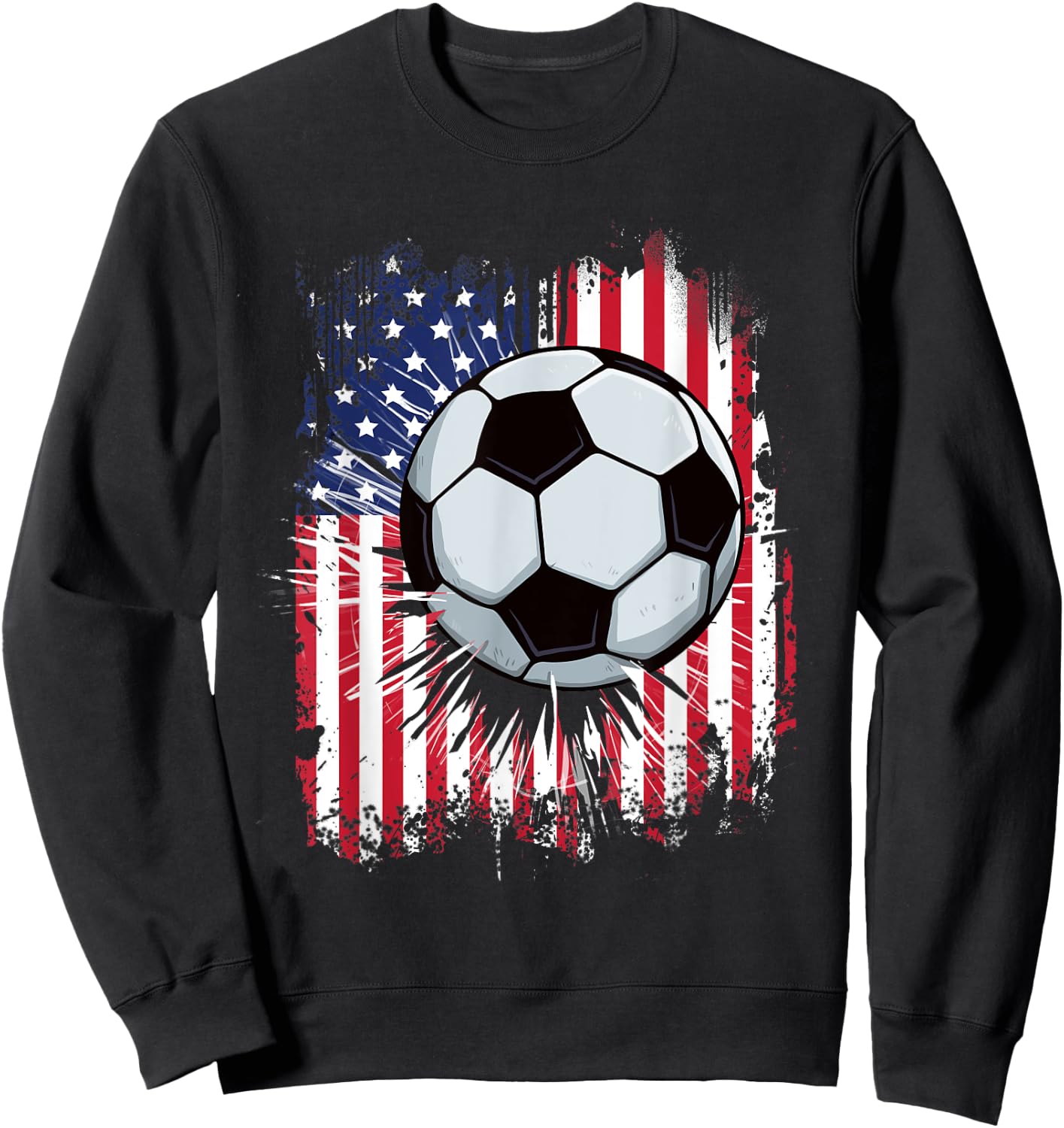 USA American Flag Vintage Soccer 4th of July Patriotic Boys Sweatshirt - Sweatshirt | Black