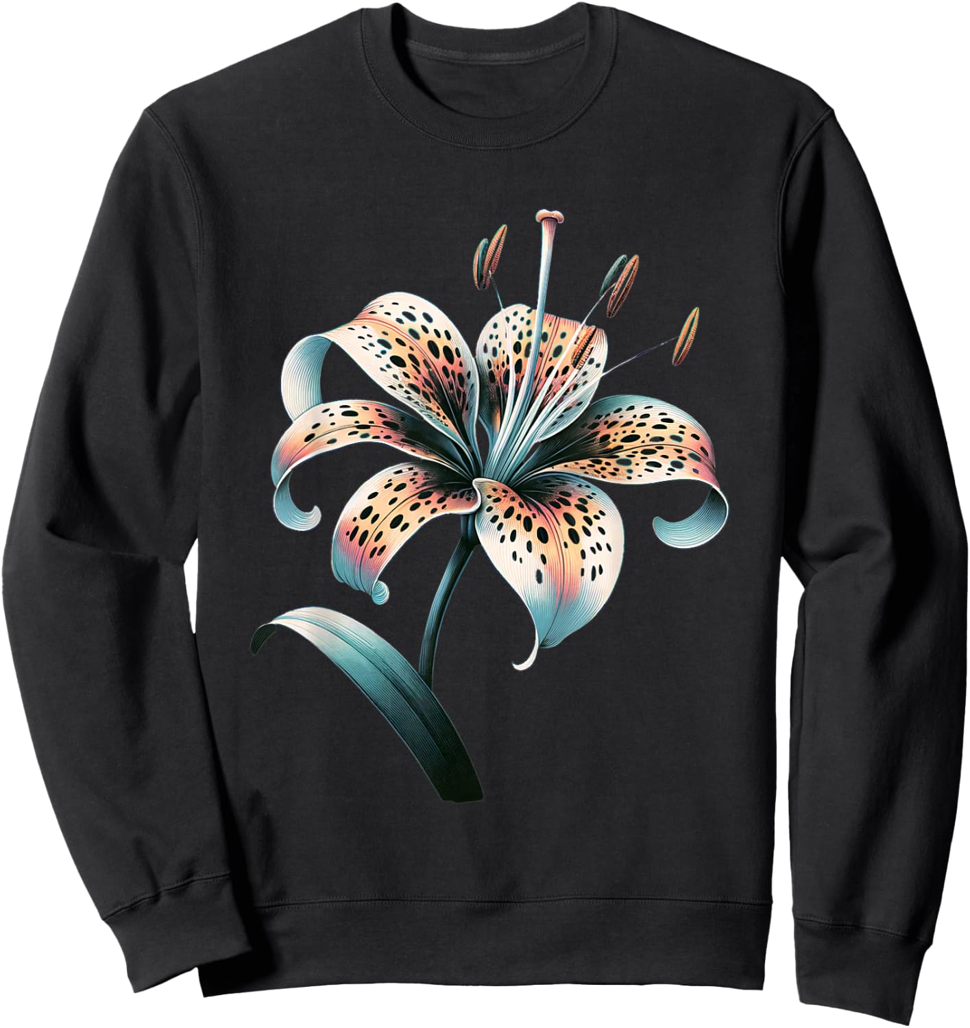 Tiger Lily Flower Aesthetic Art Sweatshirt - Sweatshirt | Black