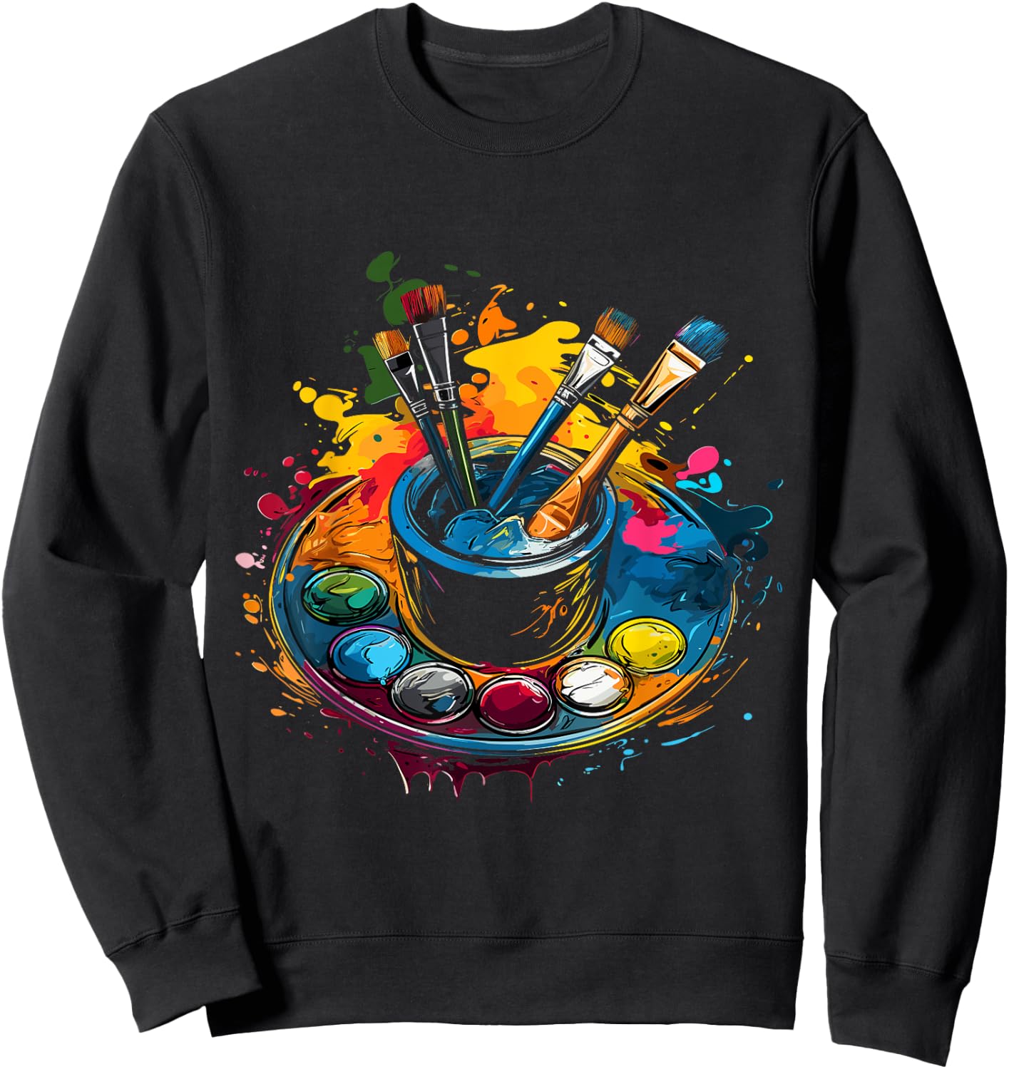 Artist Paint Palette And Brushes Art Sweatshirt - Sweatshirt | Black