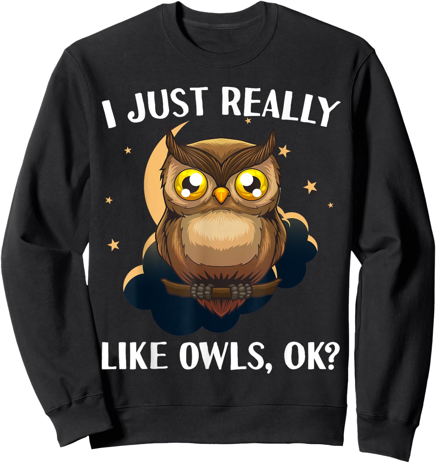 Funny Owl Design Women Cute Owl Nocturnal Bird Lover Sweatshirt - Sweatshirt | Black