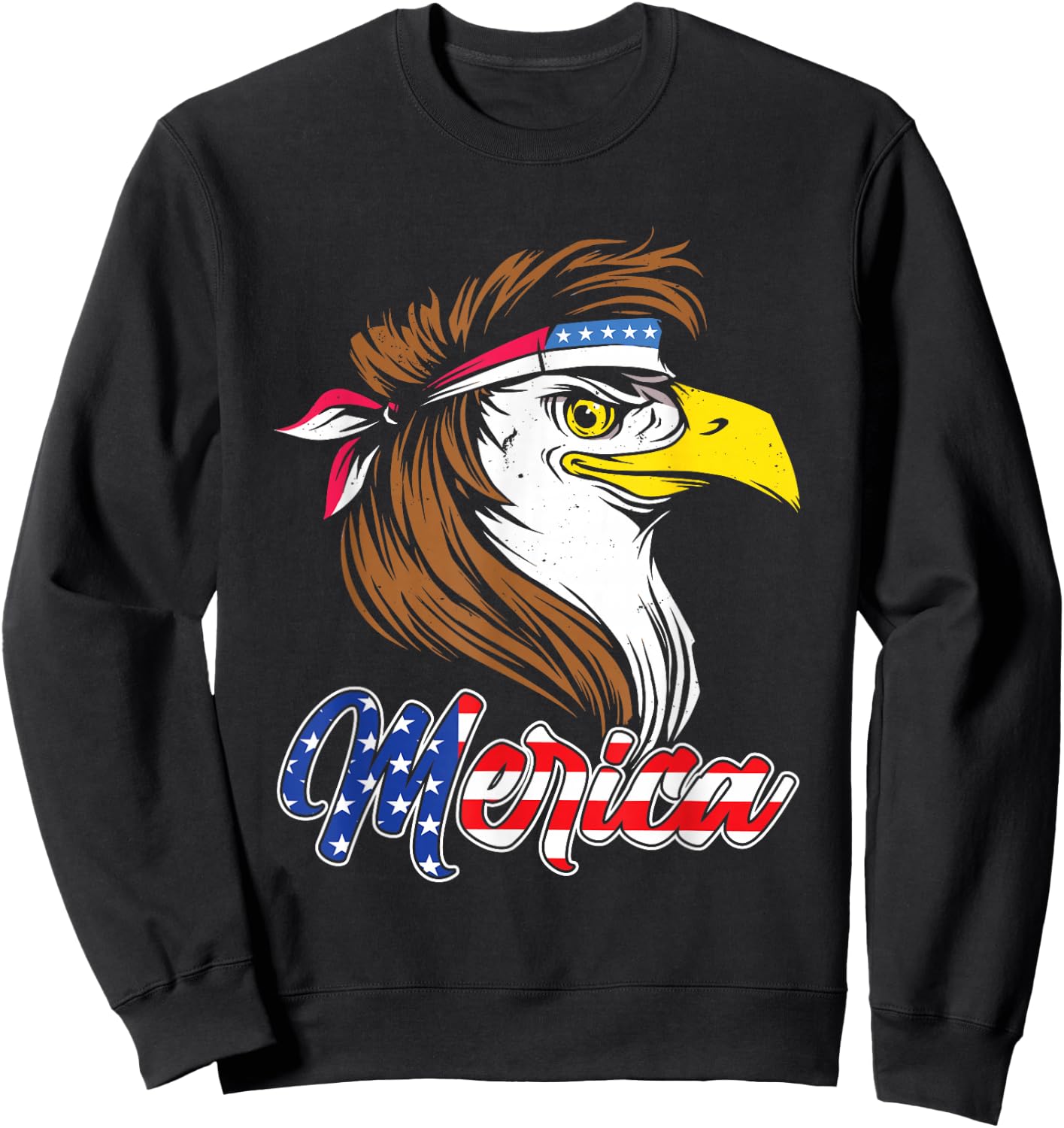 Merica Eagle Mullet 4th of July Shirt USA American Flag Sweatshirt - Sweatshirt | Black