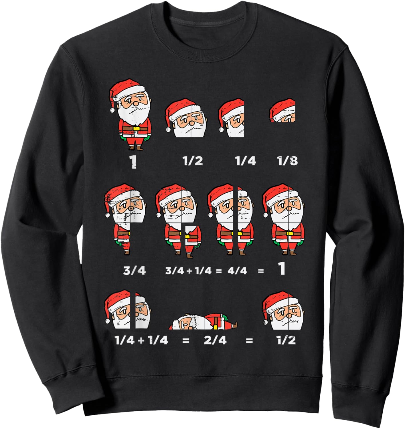 Christmas Santa Fraction Funny Xmas Math Teacher Men Women Sweatshirt - Sweatshirt | Black