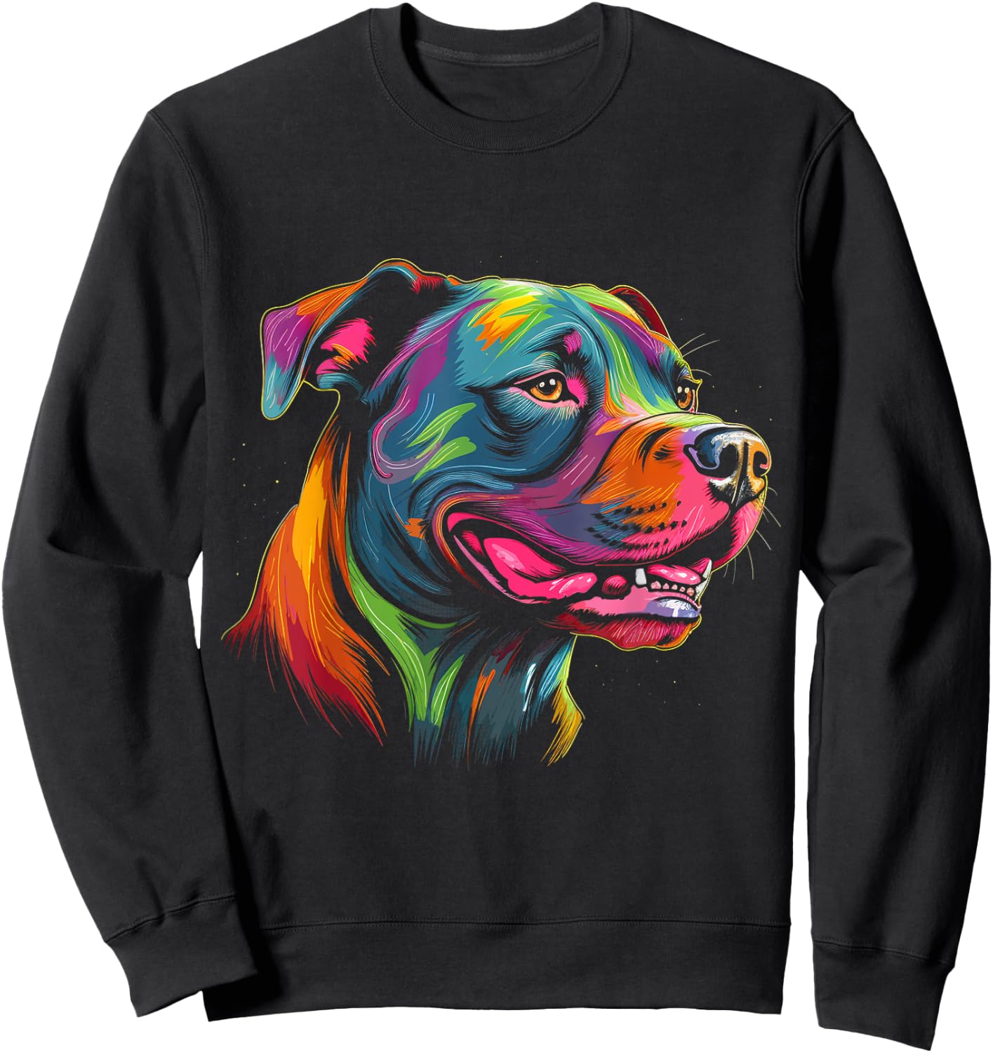 Pit Bull Mom Dog Lover Colorful Artistic Pitbull Owner Women Sweatshirt - Sweatshirt | Black