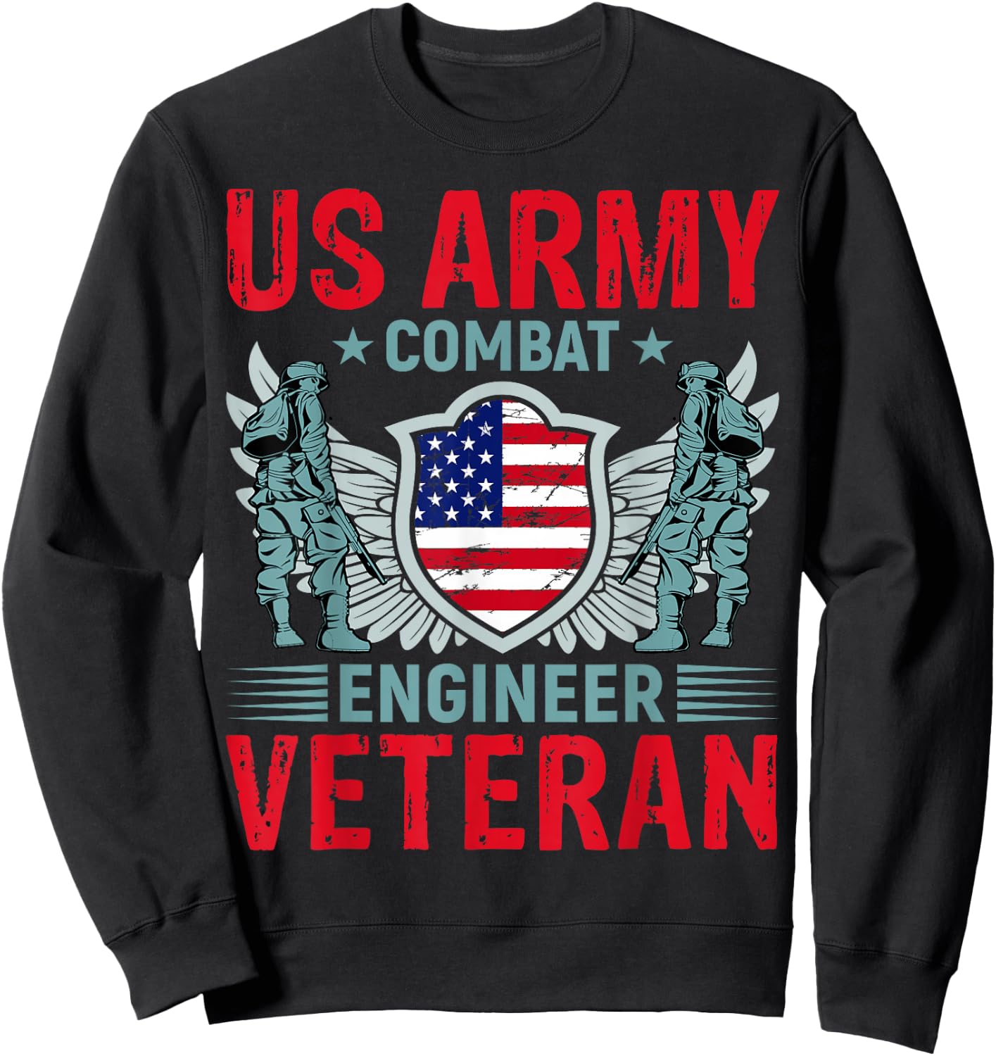 us Army Combat Engineer Veteran Sweatshirt - Sweatshirt | Black